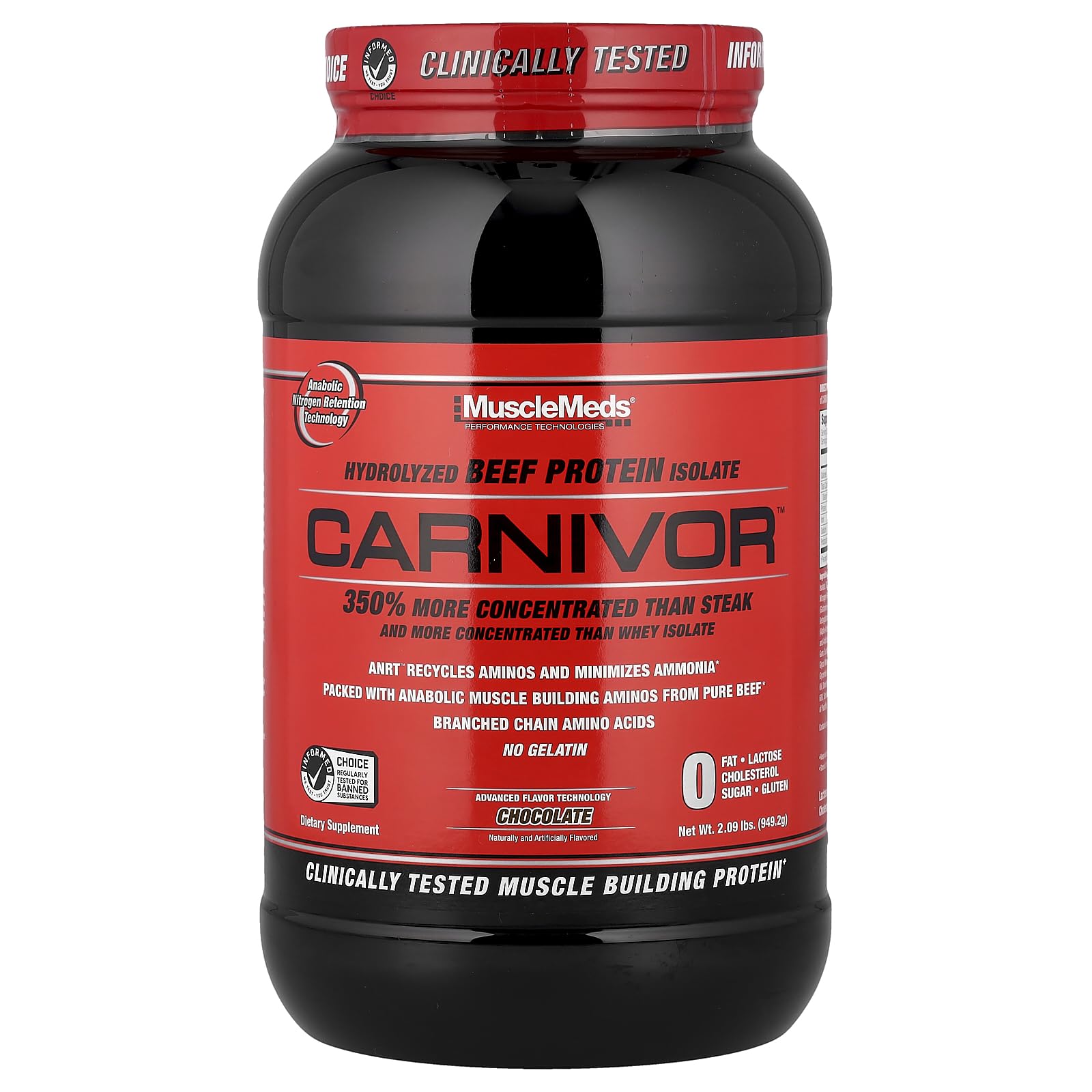 CARNIVOR Beef Protein Isolate Powder, Muscle Building, Recovery, Lactose Free, Sugar Free, Fat, Free, 23g Protein, Halal Certified, Chocolate, 28 Servings
