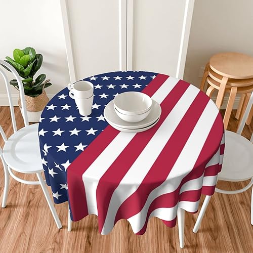 Miniatura 7 de BETGINY Mantel patriótico redondo de 60 pulgadas, impermeable, rústico, para el 4 de julio, mantel decorativo con bandera estadounidense para