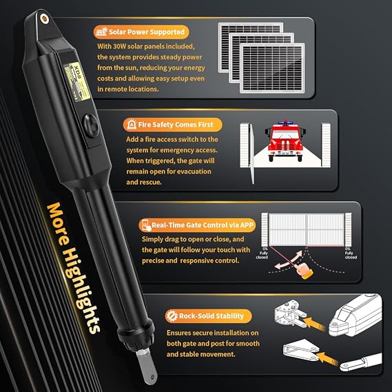 TOPENS XD852S Smart Solar Dual Swing Gate Opener Heavy Duty