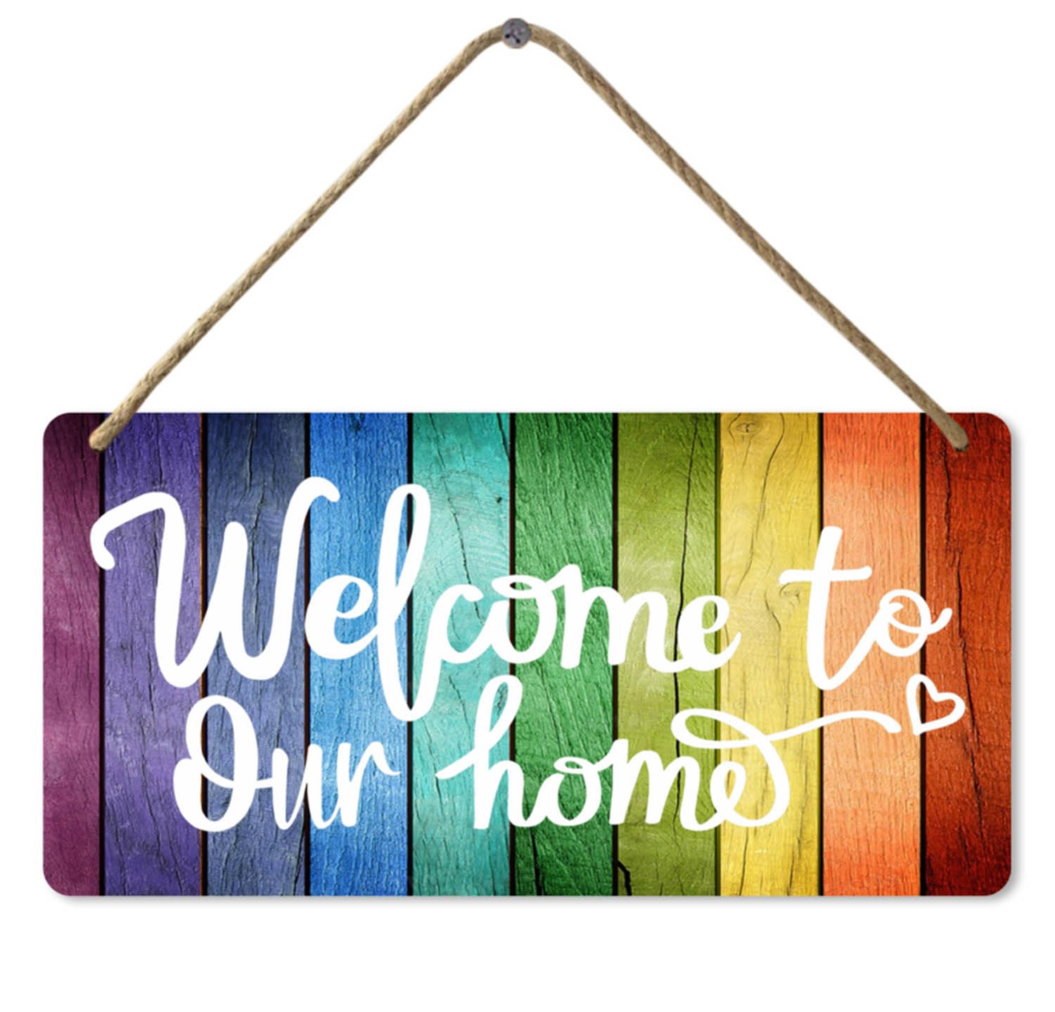 Welcome To Our Home Wall Plaque Sign, Vintage Retro Welcome Wooden Sign, 8x12 Inch