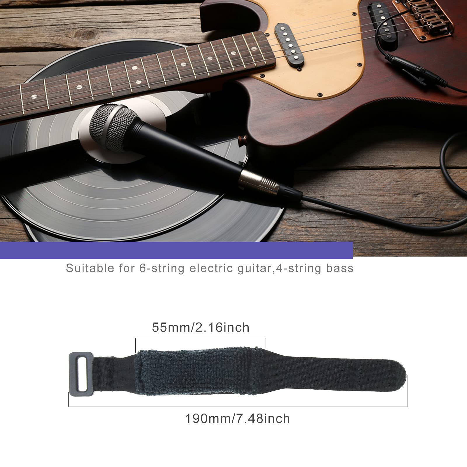 Guitare Fret-wraps Silencieux Outil 190mm en Coton Fournitures Partie Basse de Guitare d'enveloppe Frette Convient à 6 Cordes/Basse à 4 Cordes