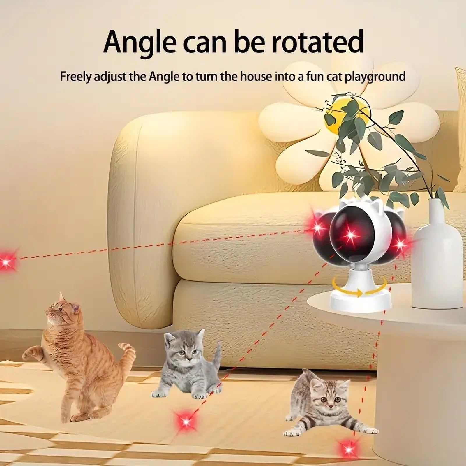NCONCO Interactive Cat/Dog Toy, Motion Activated Laser, 2 Speed Modes, USB Rechargeable, Indoor Use, Adult Cats/Kittens/Dogs - Image 3