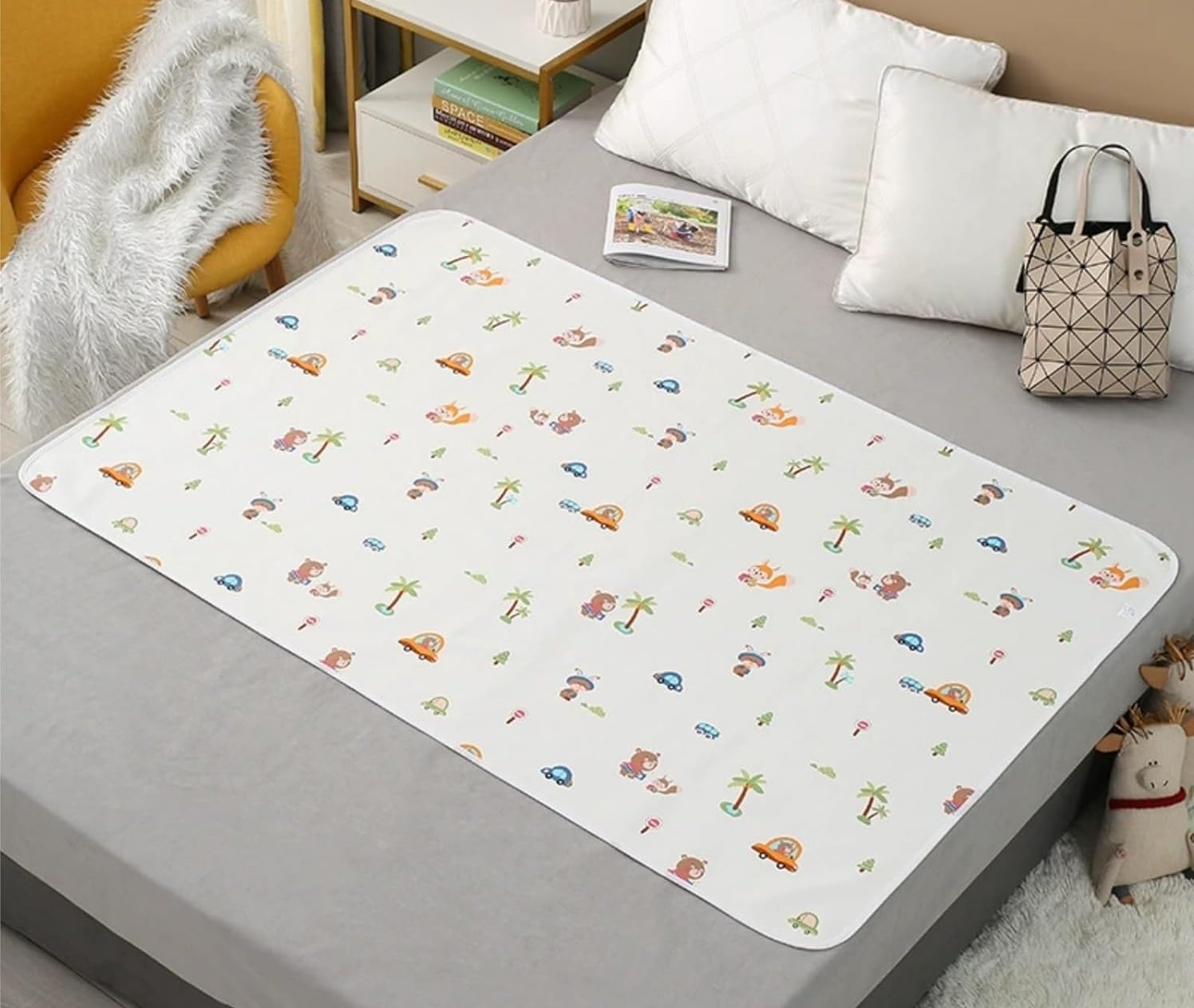 kidmat SafeNights - Matratzenschutz Kid mat Bettunterlage Wasserdicht Safe Nights Schutzmatte Undsaugstarke Bettnässunfälen Fur Einzel-Kleinkinder-und Kinderbetten Doppelbettensind (D,60 * 80cm)