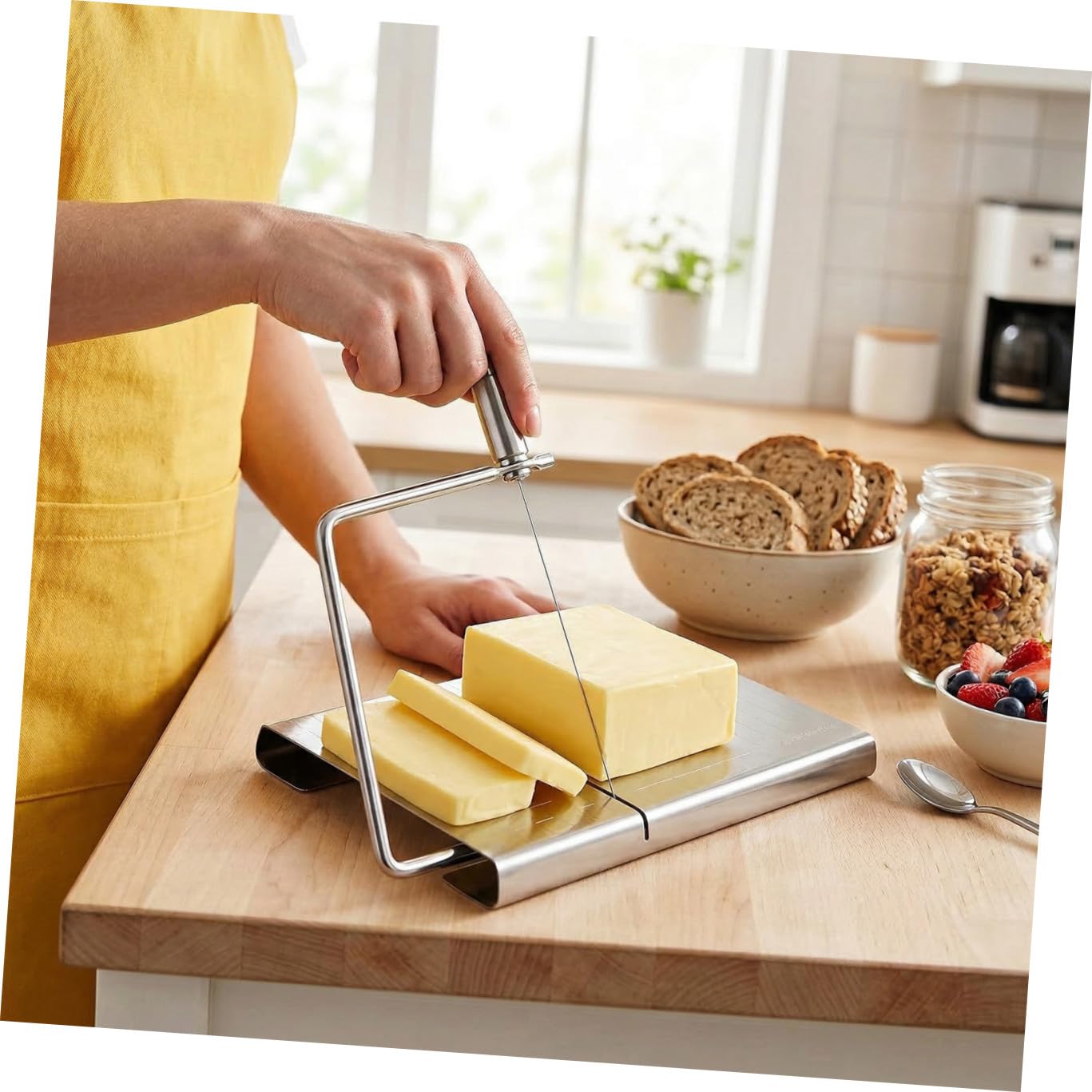 MAGICLULU 5 Stück Edelstahl Käseschneider mit Ergonomischem Griff Rostfrei Präziser Blockkäse Butter- Langlebig und Handlich für Partys und Dinner