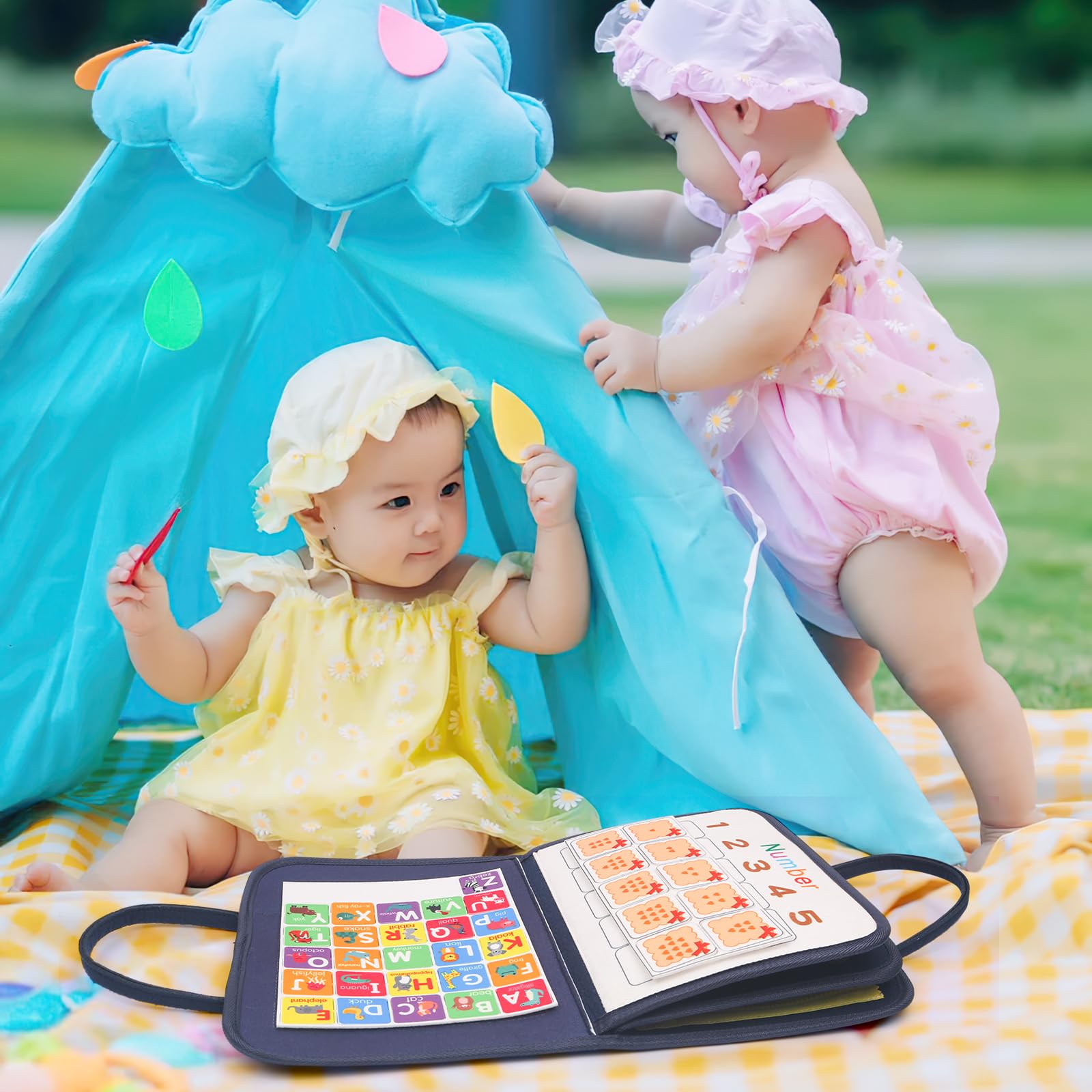 Withosent Busy Board per Bambini a 4 Strati, Activity Board Portatile Montessori Giocattoli Baby Sensory Board a Partire dai 3 4 Anni di età, per Imparare Le conoscenze di Base
