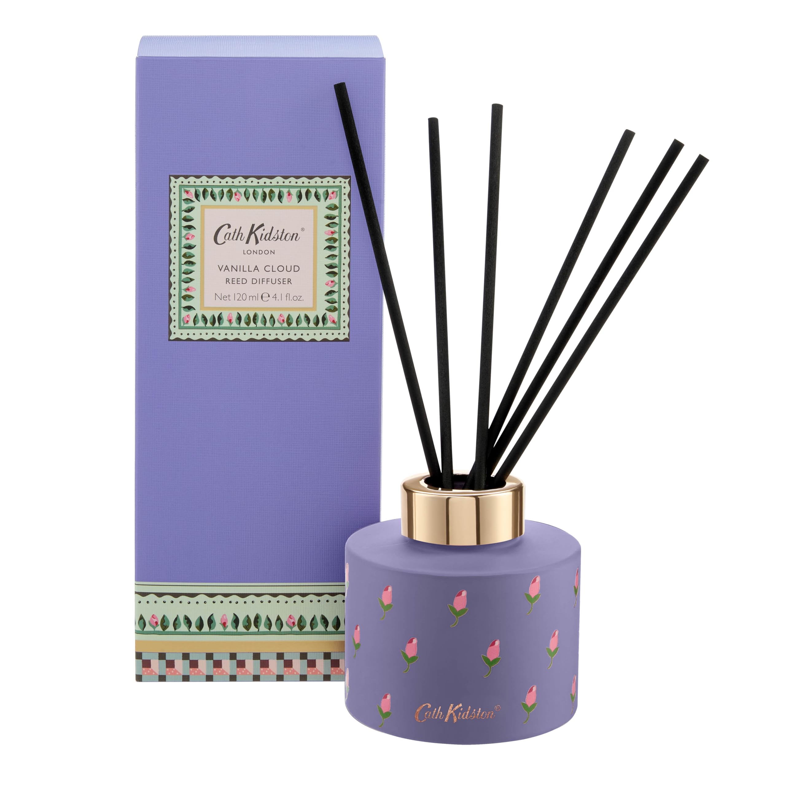 Cath KidstonScented Diffuser 120ml, Home Fragrance, Sweet Vanilla and Orange Blossom, Reusuable Diffuser, Lasts 8 to 12 Weeks, Vegan and Cruelty Free, Housewarming Gift