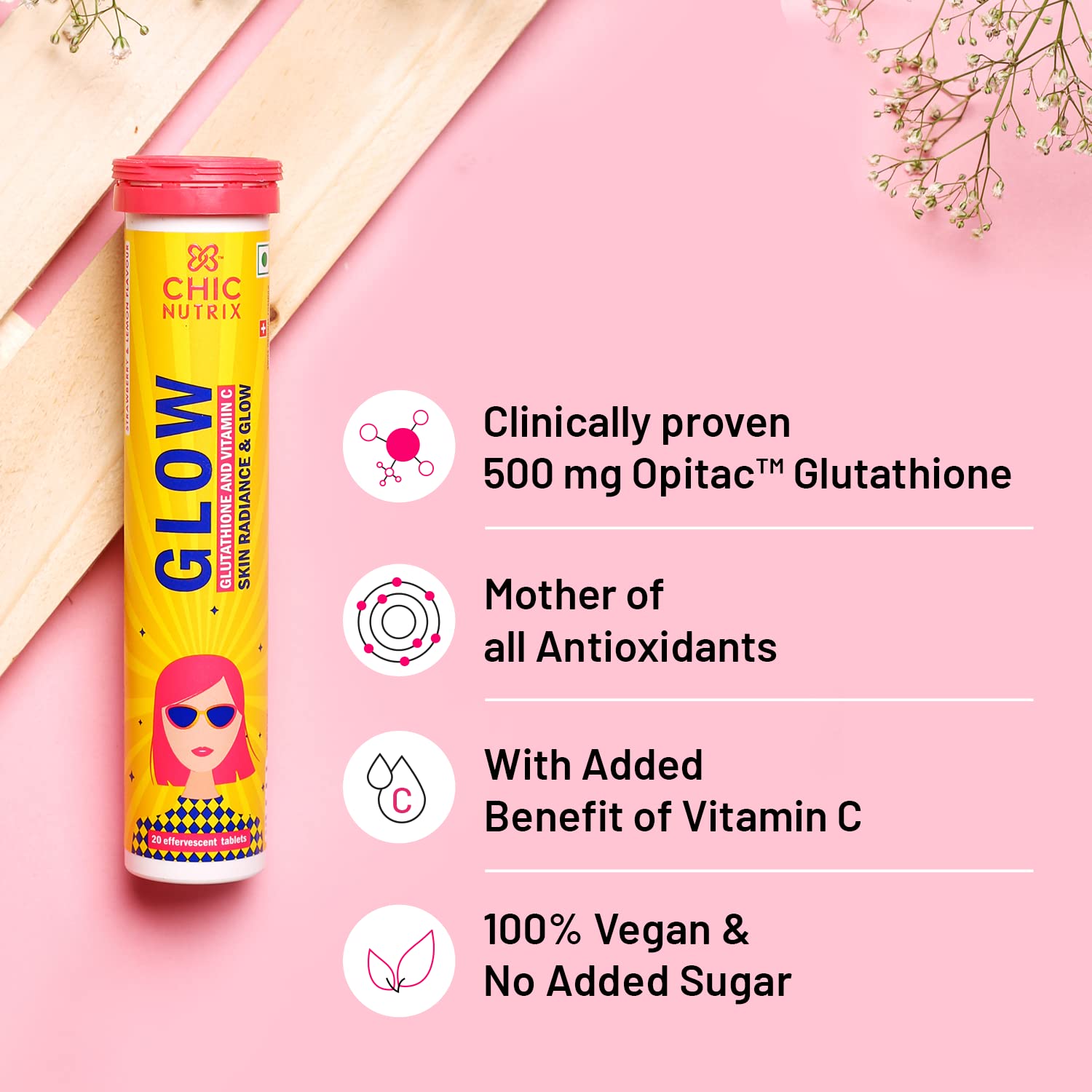 Chicnutrix Glow Japanese Glutathione 500 mg with Vitamin C for