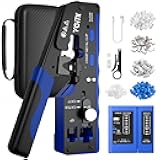 YGiTK Ethernet Crimping Tool Kit RJ45 Crimp Tools,with Rechargeable Network Cable Tester,CAT5/6 CAT7 Pass Through RJ45 Connectors,Wire Crimper,All-In-One Mini Cable Stripper for Network Installer