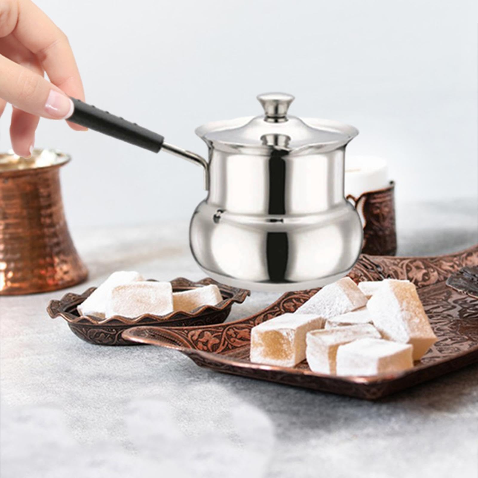 Cafetera, Máquina de Café, Pequeña Portátil con Asa, Calentador de, Calentador de Leche para Camping, Hogar, Restaurante, Cocina, tal como se describe, 1080 Ml