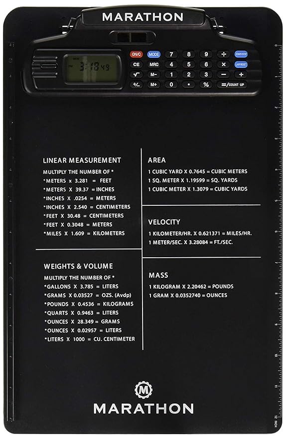 Marathon ST083016BK Clipboard Stopwatch w/Calculator, Clock, Stopwatch
