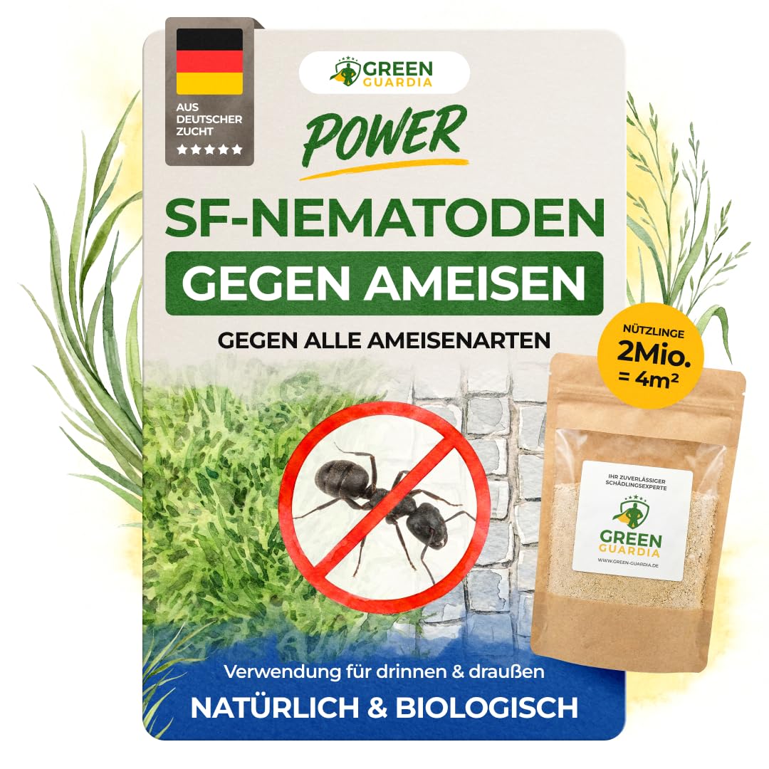 GREEN GUARDIA Super SF-Nematoden gegen Ameisen – 2 Mio. für 4m² - Biologisches Mittel zur effektiven Ameisen Bekämpfung – Umweltfreundlich, chemiefrei, einfache Anwendung