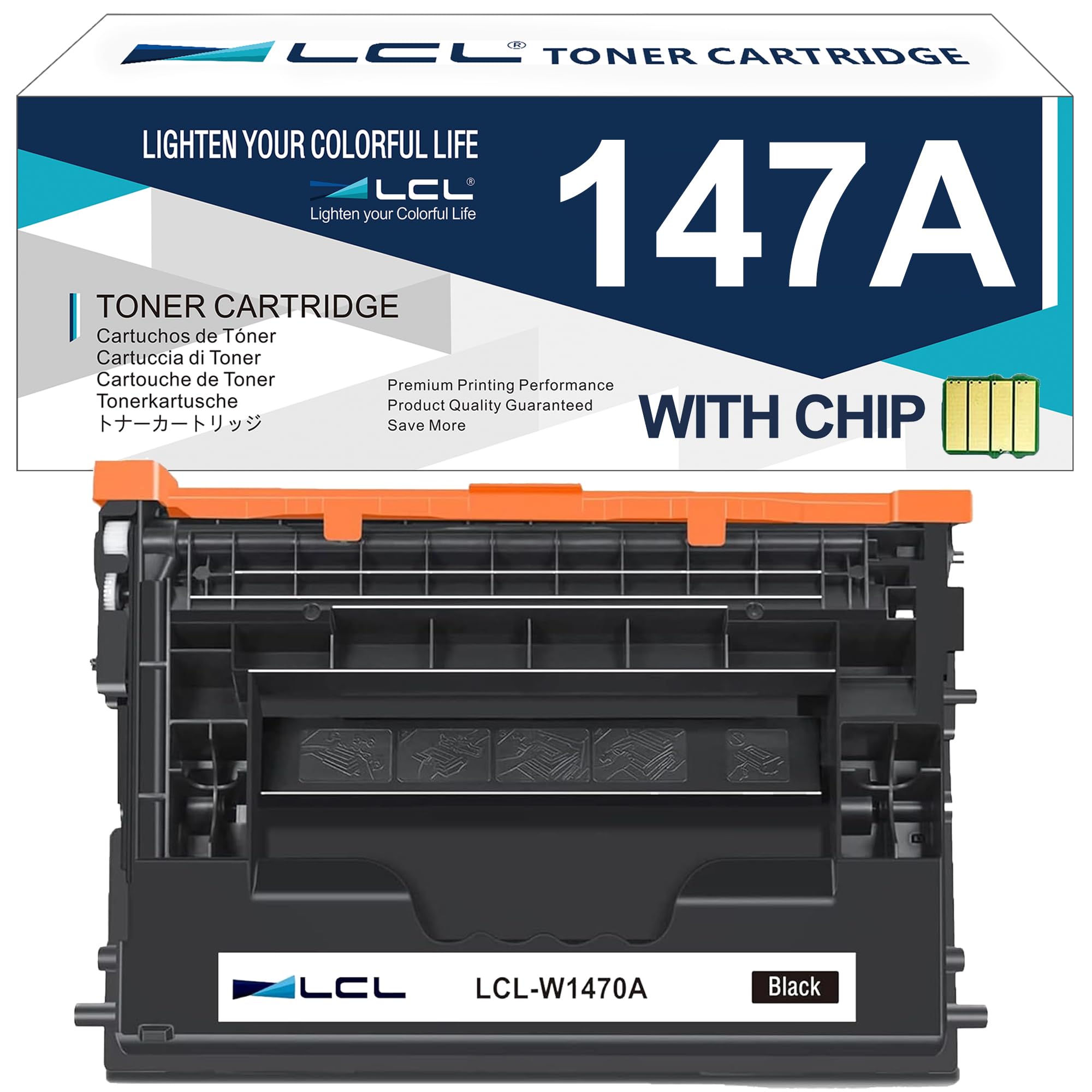 LCL 147A Black Toner Cartridge with Chip Replacement for HP 147A W1470A Toner Cartridges for HP Laser Jet Enterprise Flow MFP M634h M635z M636z M610n M611dn M612dn M611x M635h M634z Printer (1-Pack)