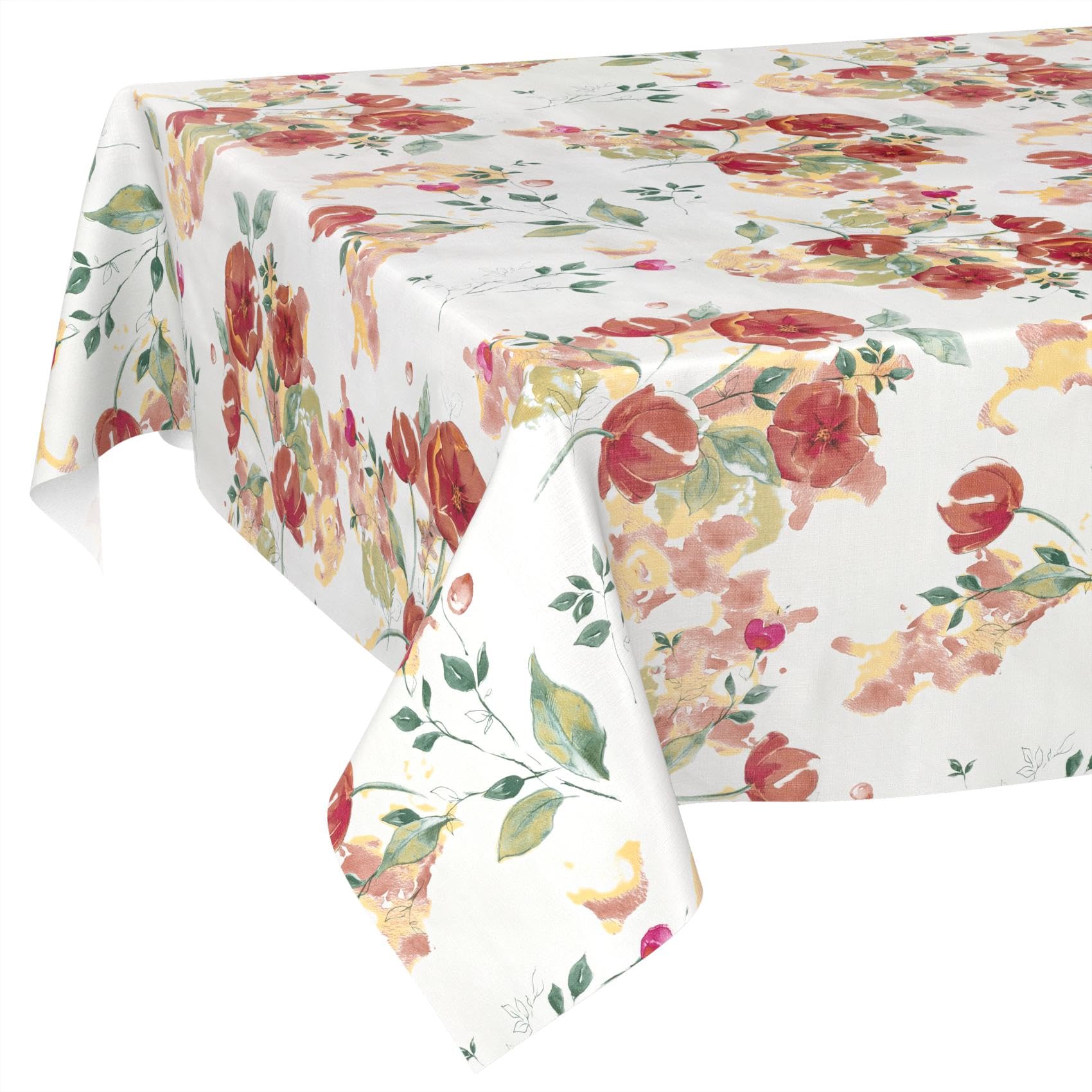 Oilcloth Tablecloth, Washable, Wax Tablecloth, Easy Care, Water-Repellent, Lotus Effect, Garden Tablecloth, Poppies, 100 x 140 cm, Cut Edge