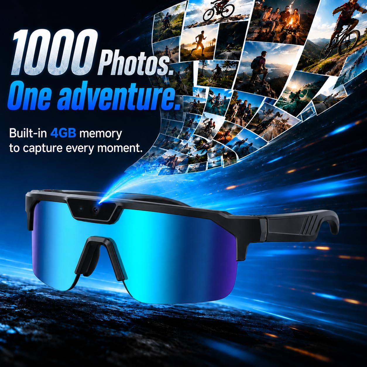 Lunettes intelligentes AI avec appareil photo, photo 30 MP, enregistrement vidéo 1200p, audio Bluetooth à oreilles ouvertes, traduction en temps réel, coffret cadeau pour homme et femme