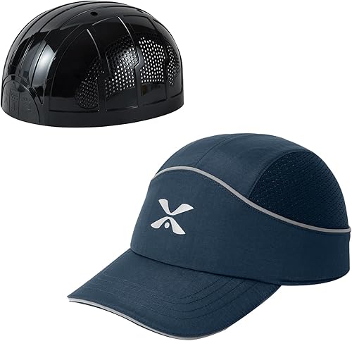 Gorra de béisbol de seguridad, ligera, protección para la cabeza, transpirable, gorra de protección para la cabeza (M18110H-Navy-Long Brim)
