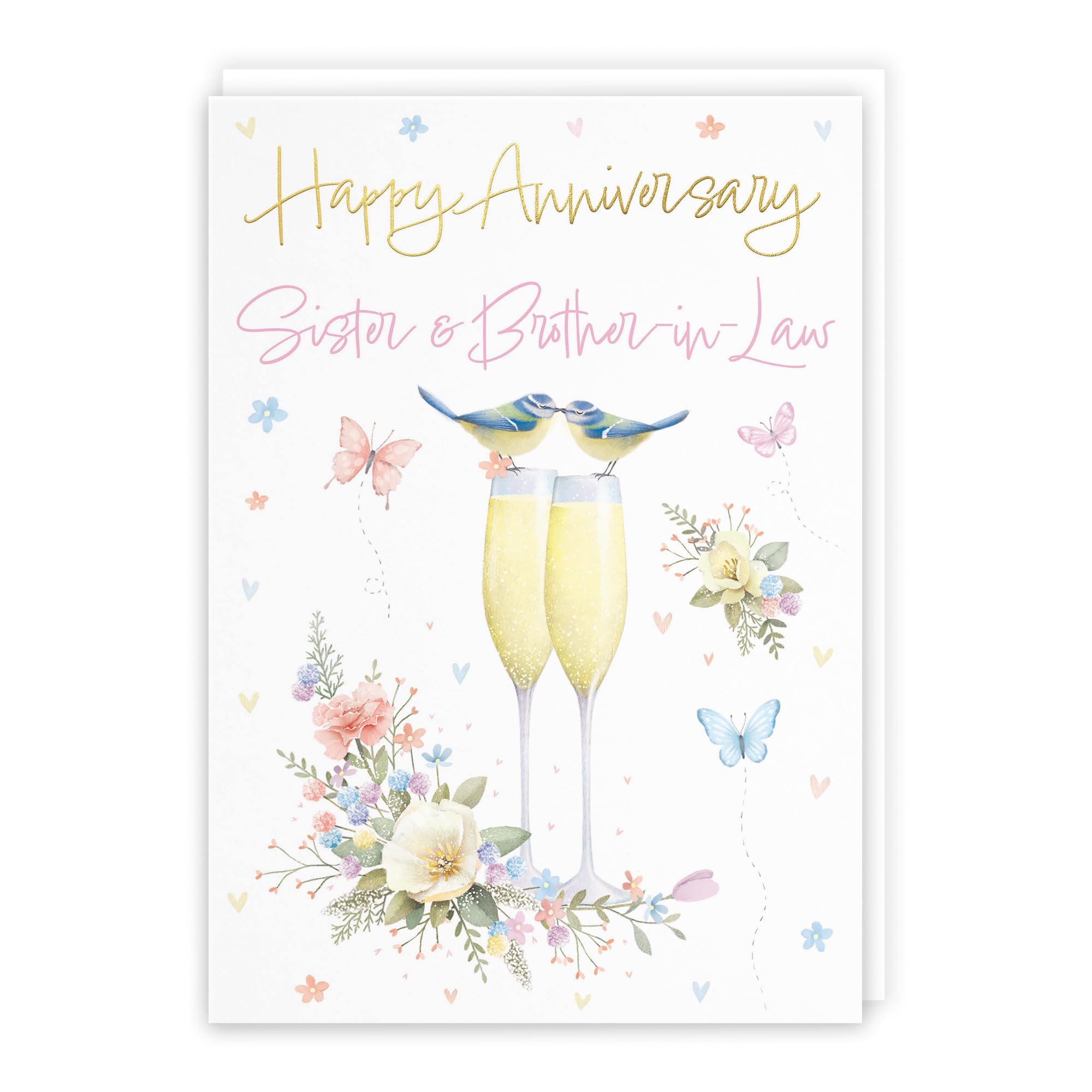 Hunts England - Sister And Brother-in-Law Anniversary Card - A5 Size - Champagne Flutes - Gold Foil - Anniversary Card For Sister And Brother-in-Law - Milo's Gallery โ image 1