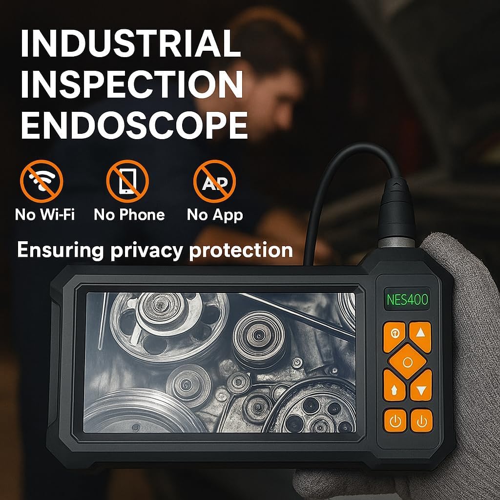 49.2 Feet Inspection Endoscope Camera with Light, 1080P HD Borescope Camera with Light, 4.3" IPS Screen, IP67 Waterproof Sewer Borescope, 49.2Ft Semi-Rigid Cord Drain Pipe Endoscope Cool Gadgets Tool