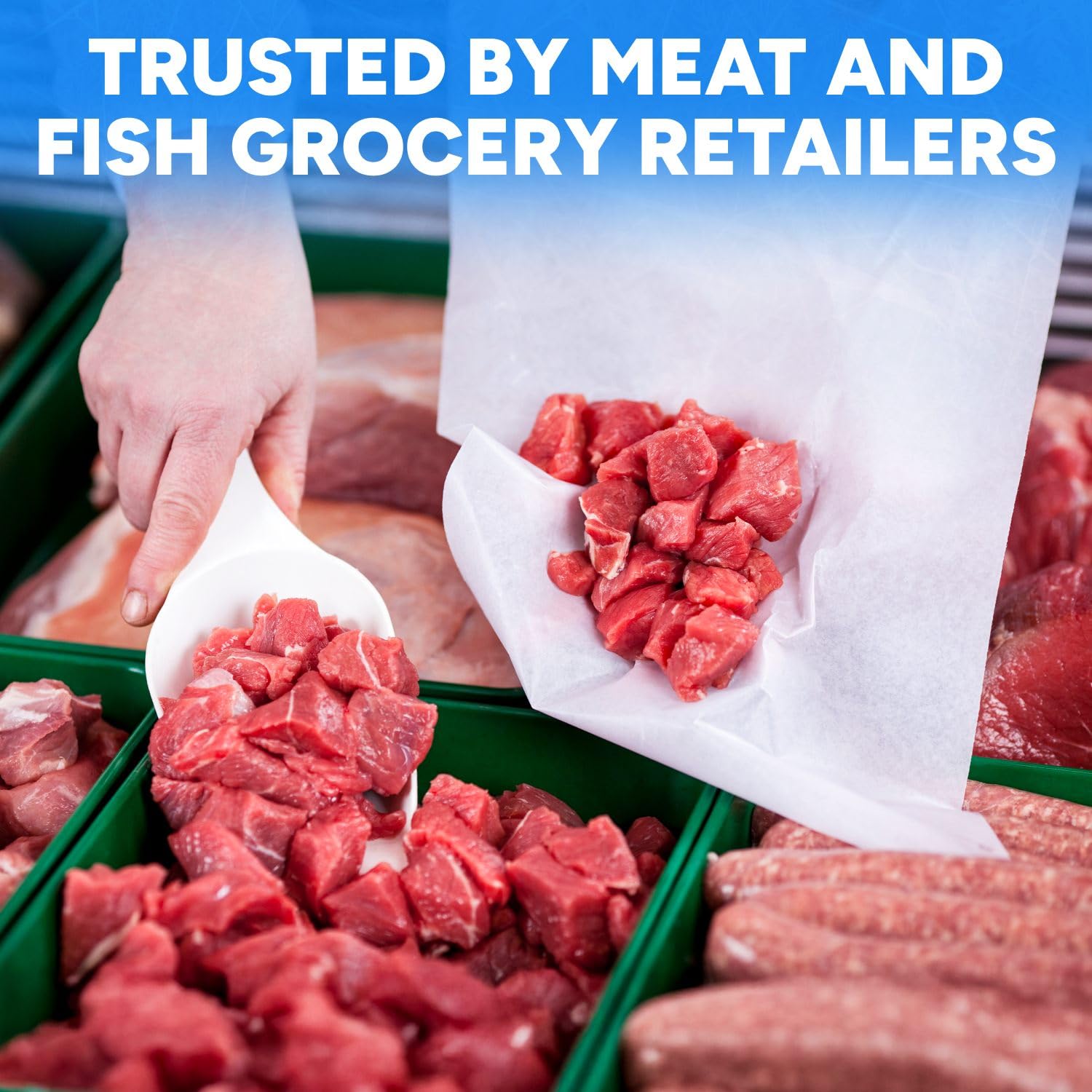 24" x 1200" (100') Made in USA White Freezer Paper Roll – Moisture-Resistant Wrap, Prevents Freezer Burn, Keeps Meat Fresh for up to 1 year – Plastic Coated Paper for Meat, Fish, and Poultry