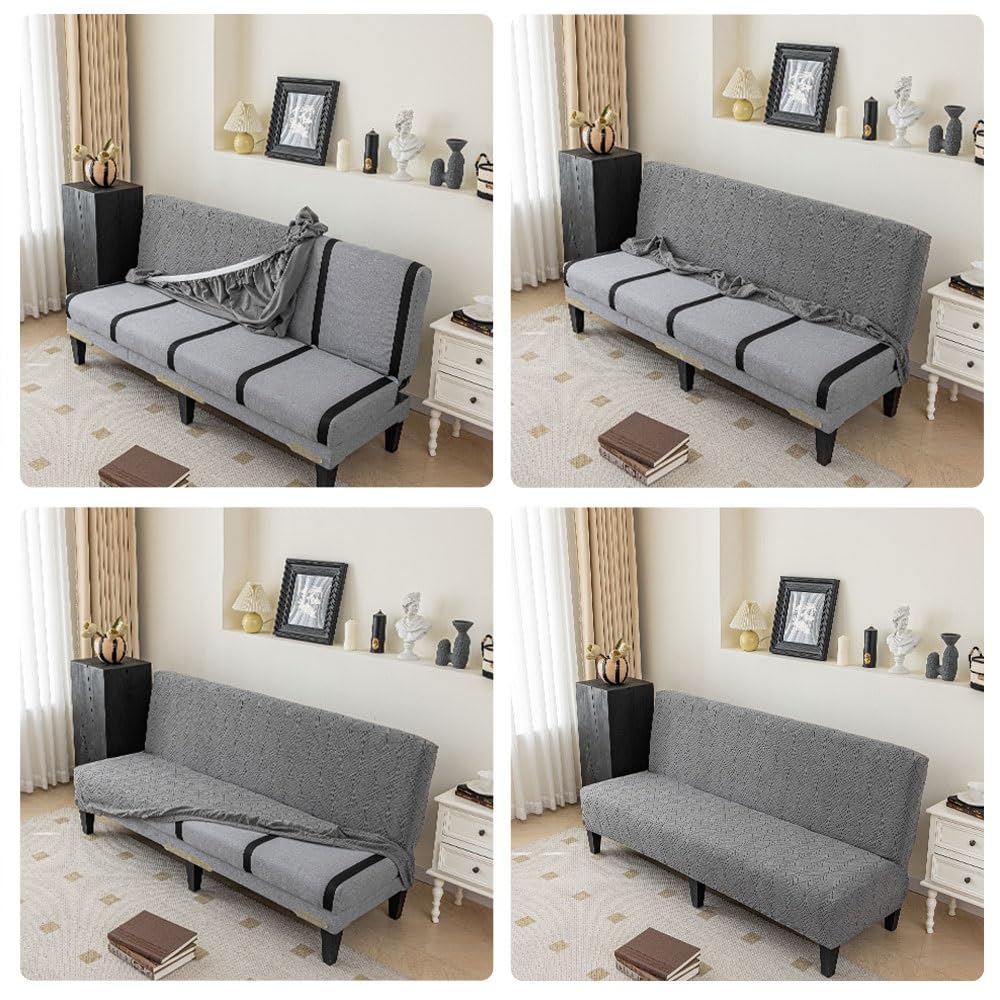 Funda elástica para sofá futón para sofá de 2/3/4 asientos, antideslizante, de alta elasticidad, funda protectora sin reposabrazos para sofá cama (A 150 1)