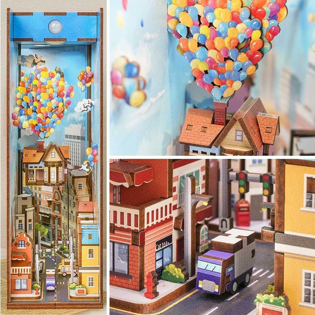 Model edukacyjny Puzzle 3D Booknook Book End Wkładka półki z instrukcją montażu i oświetleniem LED oraz wykwintnym opakowaniem do półki na książki w biurze bibliotecznym