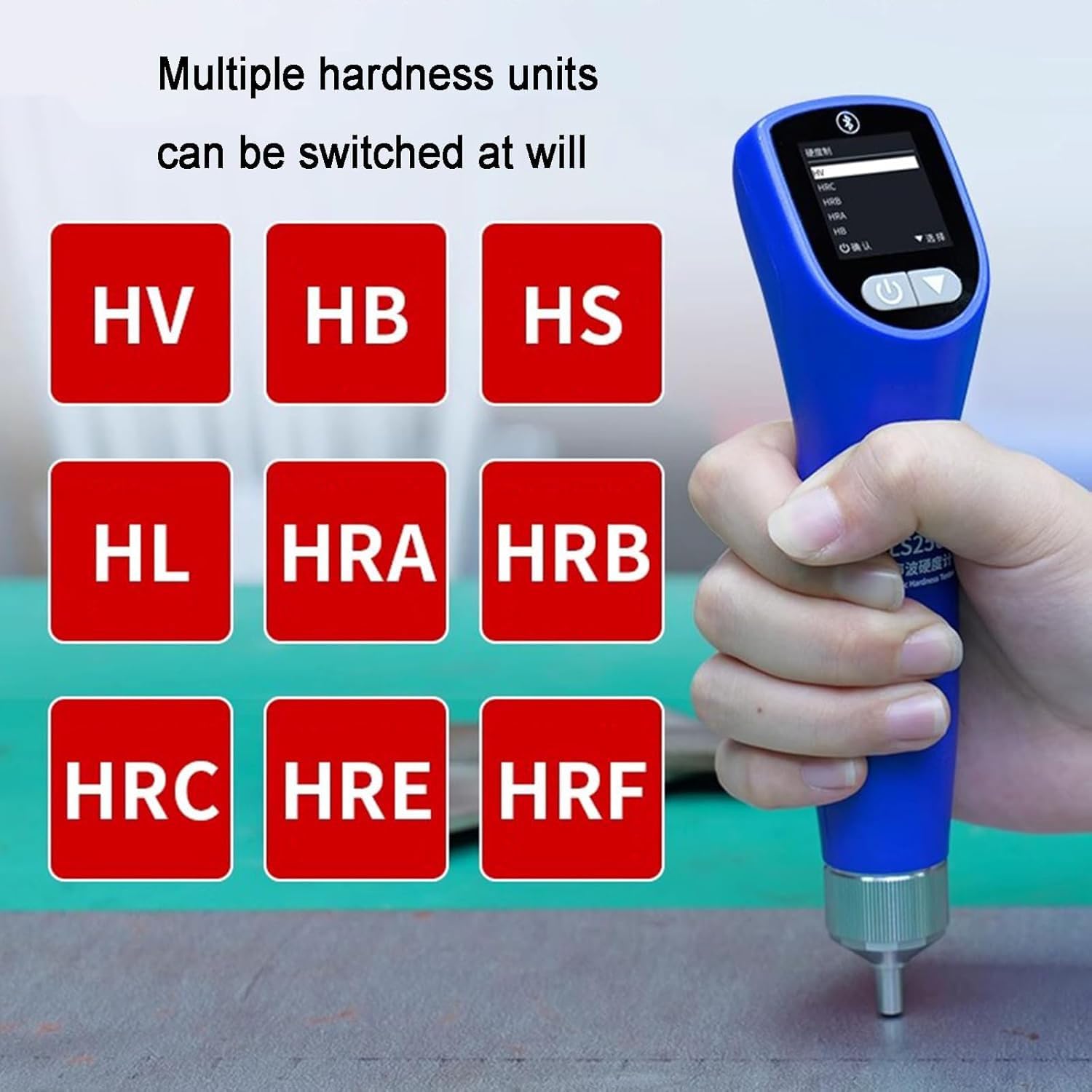 Probador digital portátil de dureza con sondas duales, almacenamiento de datos para 9 juegos, grosor mínimo de 5 mm, para pruebas de metales