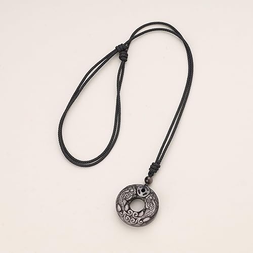 Miniatura 3 de COAI Collar con colgante de riqueza Pixiu Pi Yao de piedra de obsidiana