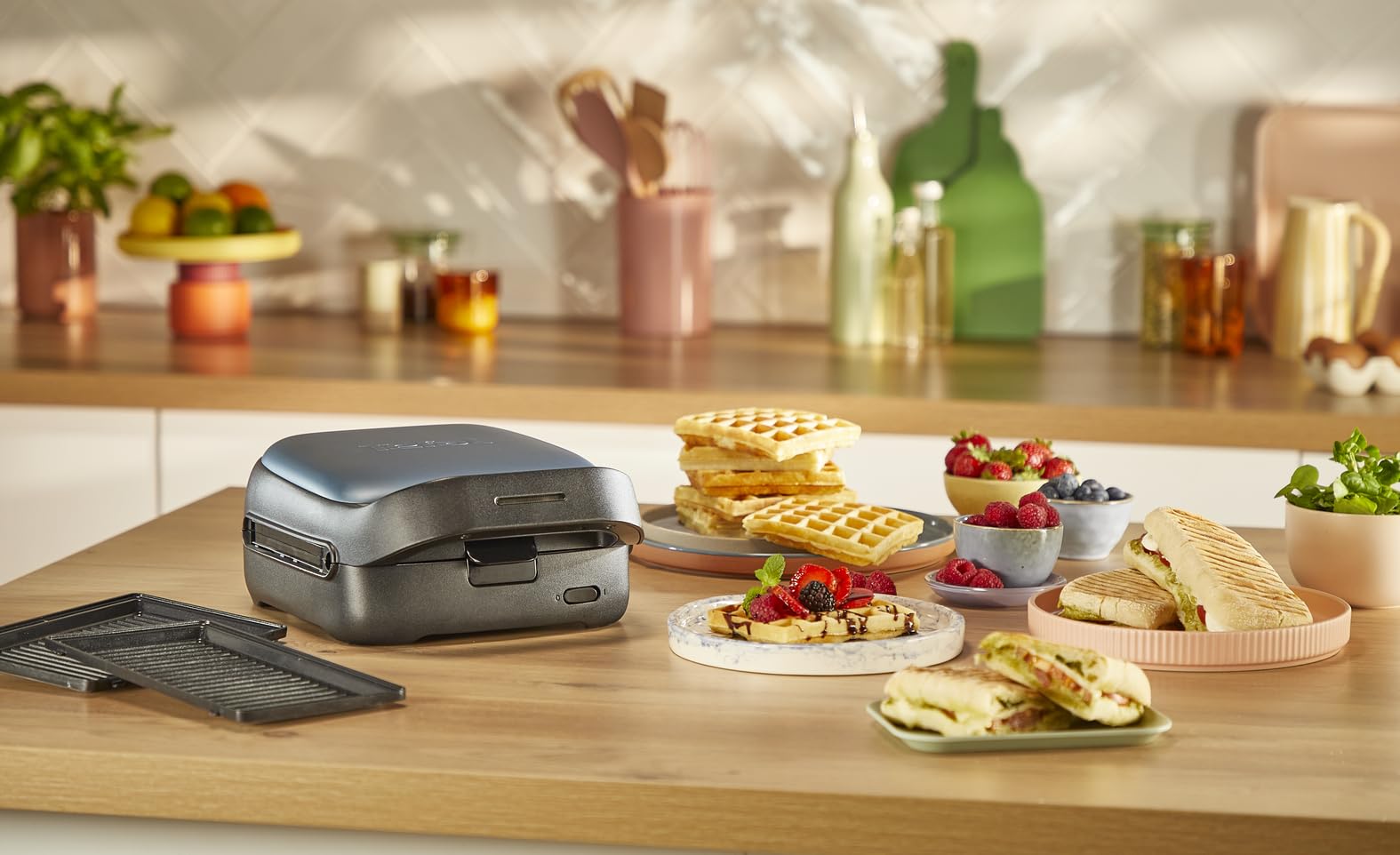 Tefal Snack Collection, Aparato de gofres y croque-monsieur, 20juegos de platos disponibles, Recetas dulces y saladas, SW8674F0