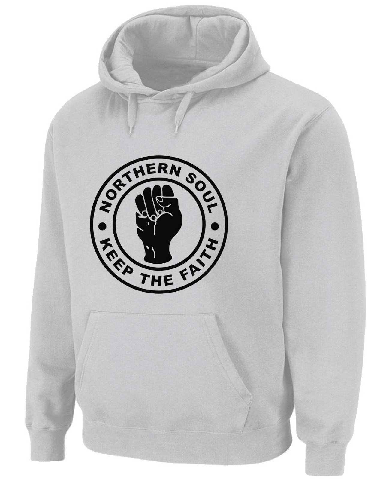 Tribal T-Shirts Mens Northern Soul Keep the Faith Hoody (medium, light grey)