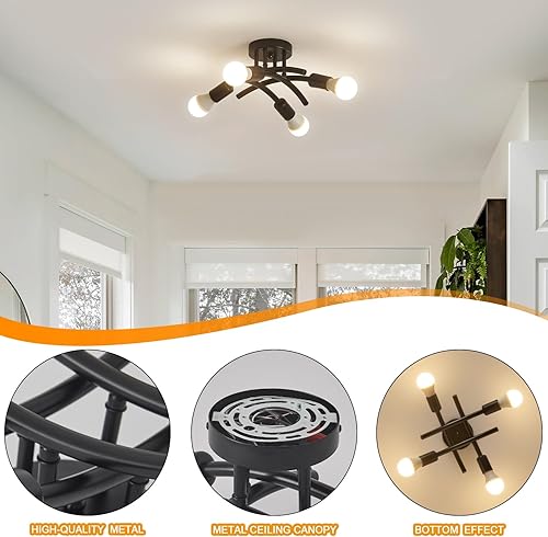 Miniatura 2 de Lámpara de techo semiempotrada, moderna lámpara Sputnik para lámpara de araña, accesorios industriales de cocina, montaje en techo, lámpara de