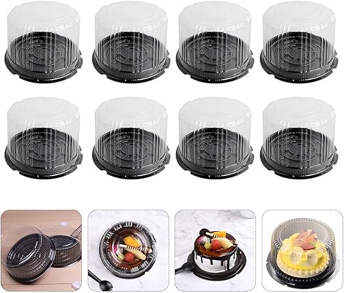 Miniatura 7 de HEMOTON 20 recipientes de plástico para tartas con tapa de cúpula transparente, recipientes desechables para tartas, tableros redondos para tartas