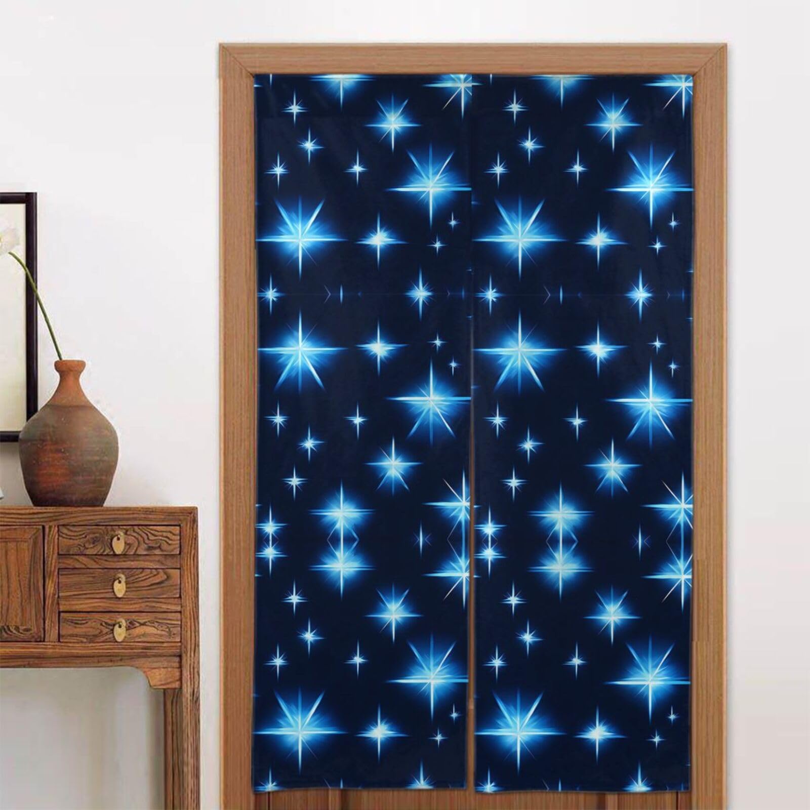 CNTDBU Cartoon blue star Door Curtain 34x56 Inch-Room Divider Panel for Privacy, Entryway Screen for Kitchen Bedroom