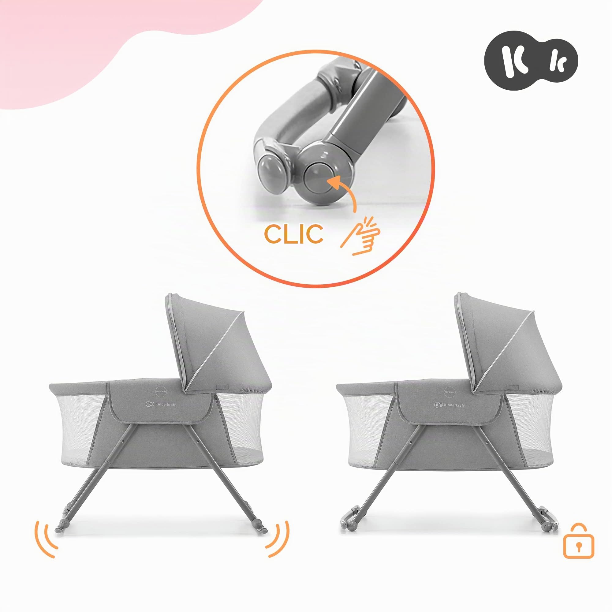 Kinderkraft Cuna Bebé Lovi, Moisés, Bolsa de Transporte, Juegos, Viaje, Gris & INTERBABY - Juego de sábanas para minicuna Love, Beige