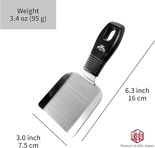 Miniatura 2 de Rallador japonés con mango para wasabi, rábano, ajo, jengibre, manzana, acero inoxidable (6.3 x 3.0 pulgadas), Seki Japón