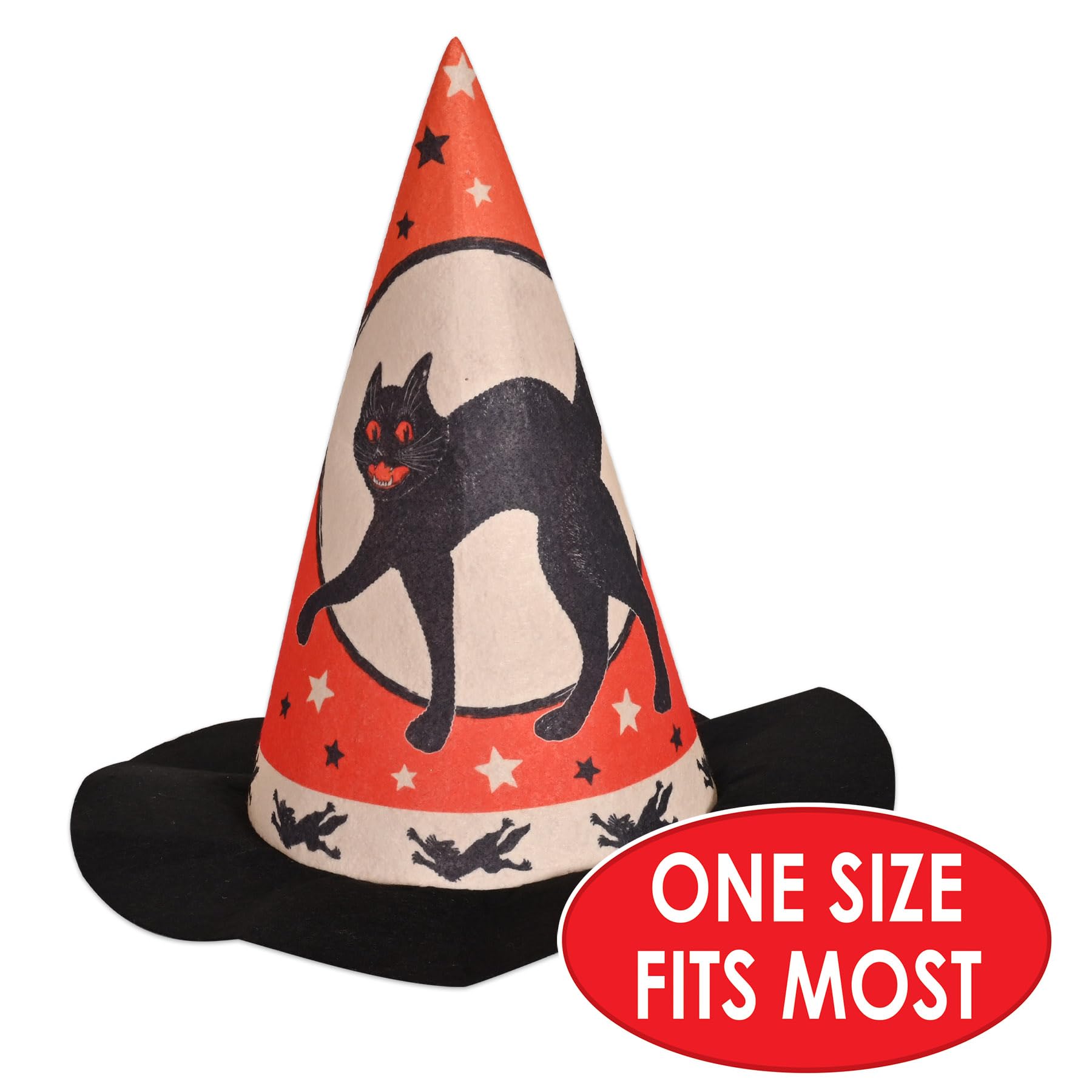 Beistle Vintage Halloween Felt Hats, Set of 2- Spooky Costume and Trick-or-Treat Party Accessories, Orange/Black/Off-white - Image 4