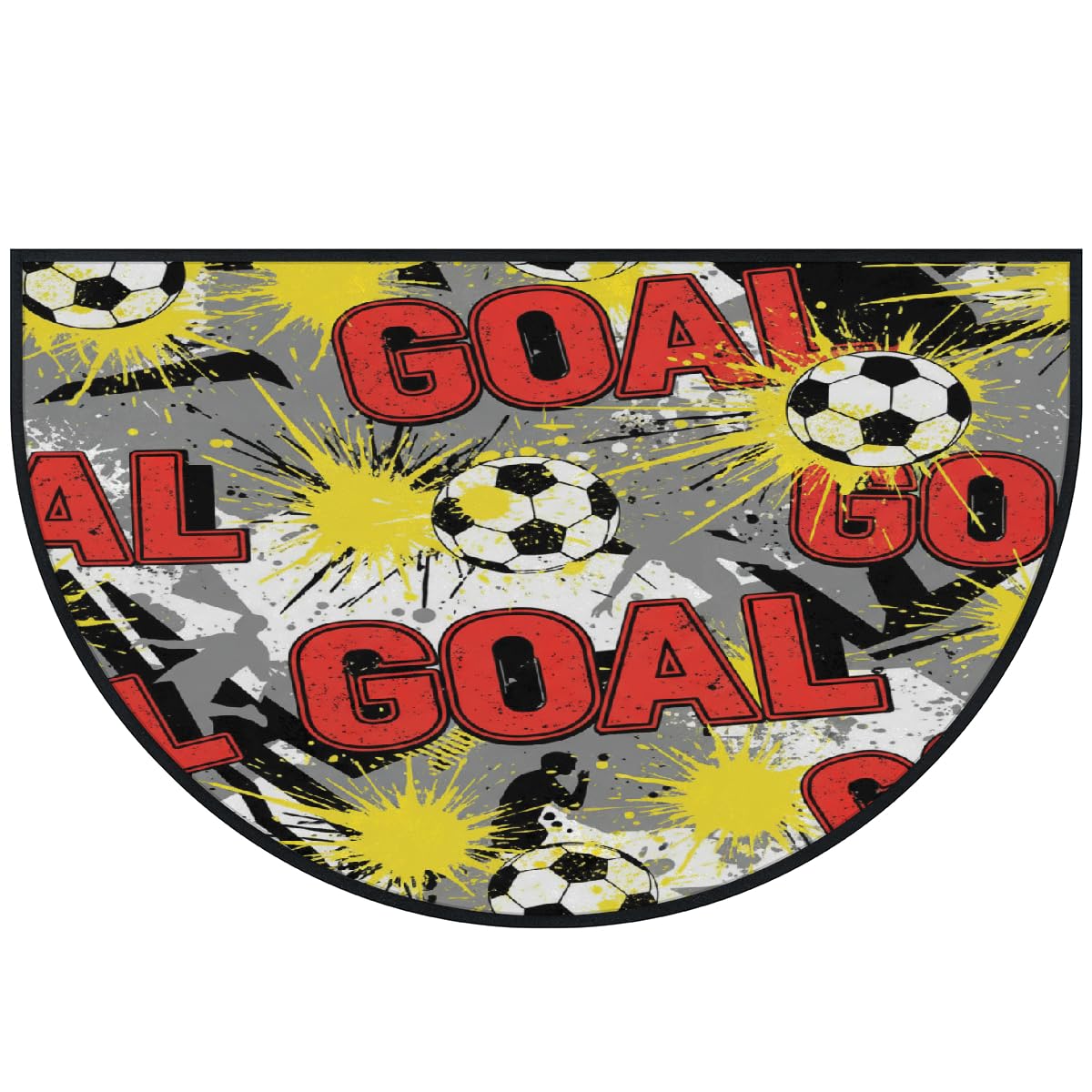 Große halbrunde Fußmatte, Fußballtor, rutschfest, saugfähig, halbrund, Eingangsbereich, niedlich, weich, halbrund, waschbar, Teppich für Küche, Badezimmer, Schlafzimmer, 160 x 100 cm