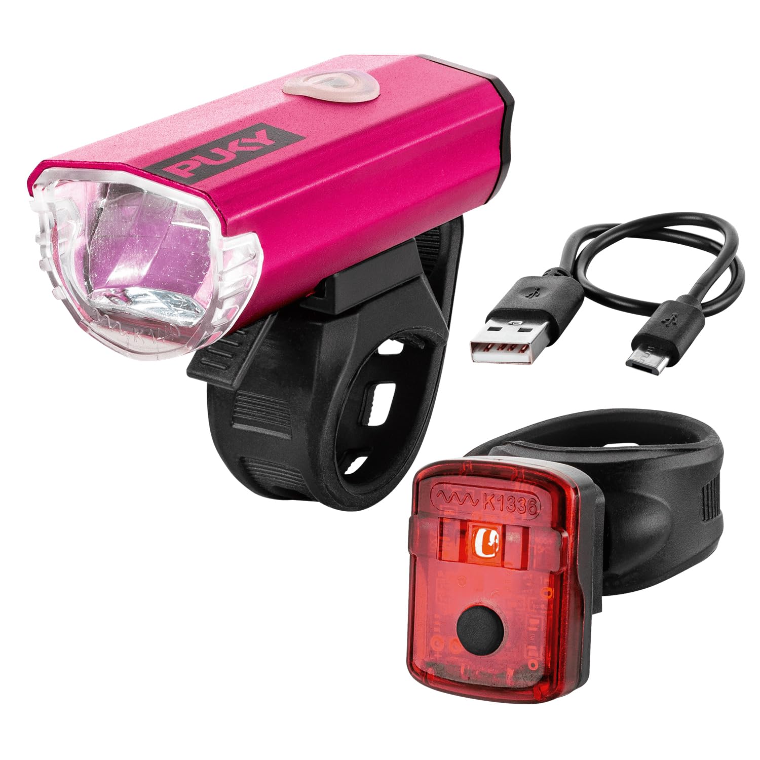 PUKY LUMI LED-Frontscheinwerfer & Rücklicht-Set | Seitliche Sichtbarkeit | Werkzeuglose Montage | Für 20" Fahrräder & LS-PRO | StVZO-Zugelassen | Micro-USB Aufladbar | Flexibles Design