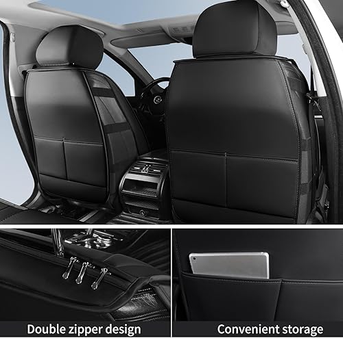 Miniatura 2 de HChengkikz Fundas de asiento delantero de automóvil, 2 fundas de asiento de cuero transpirable para automóviles, fundas impermeables para asientos