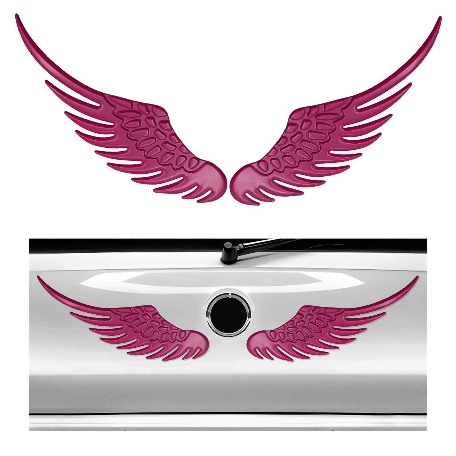 2PCS Angel Wings Car Stickers, 3D Alloy Metal Angel Hawk Eagle Wings Emblem Badge Decal, Anti-Collision Auto Body Logo Sticker, Universal Vehicle Exterior Decor Accessories (Wine Red)