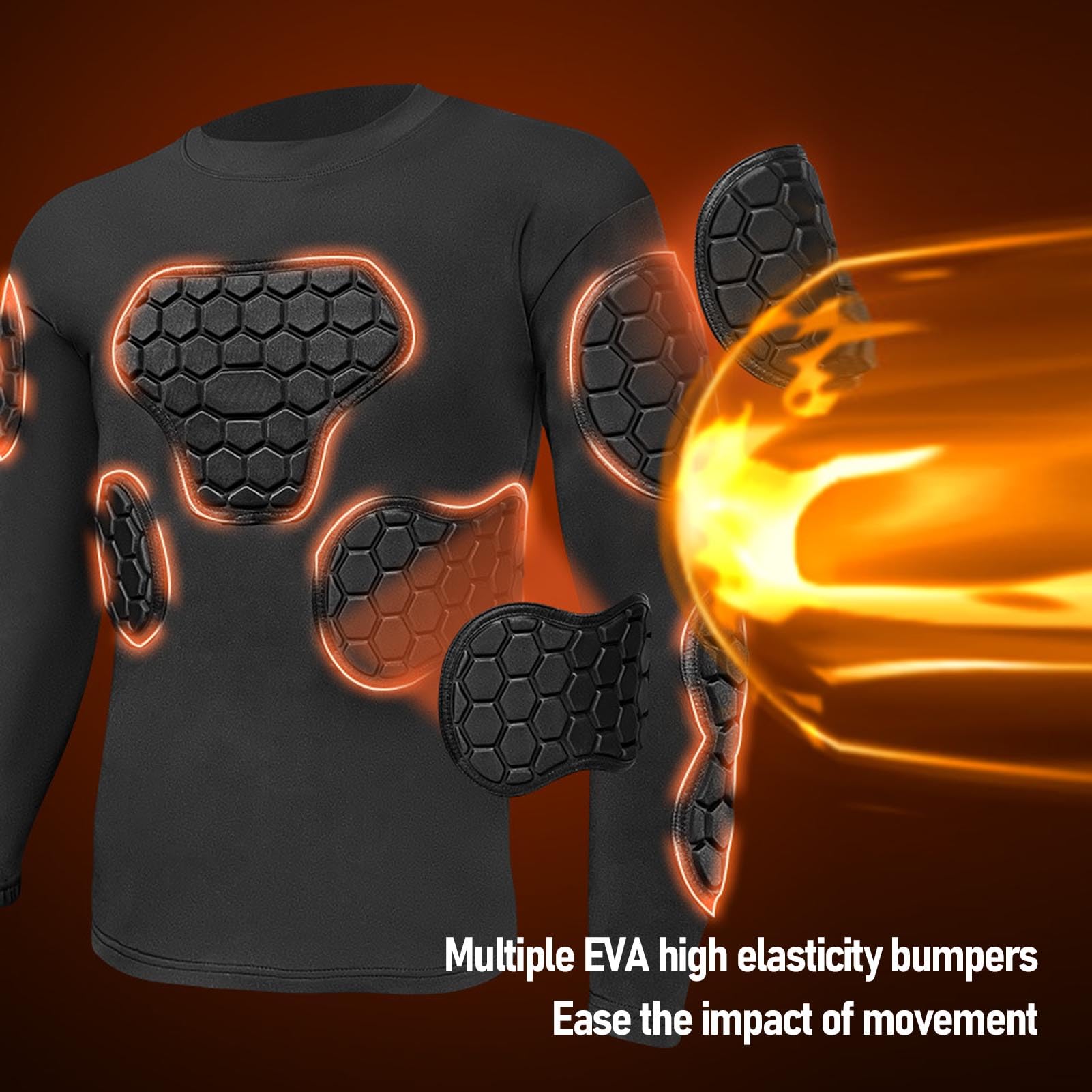 CHICIRIS Gardien de Gardien rembourré à Manches Longues à Manches Longues Proof de Protection Protective Gardien de But Chemise Eva High Elastic Pads pour Le Football Cycliste (XL)