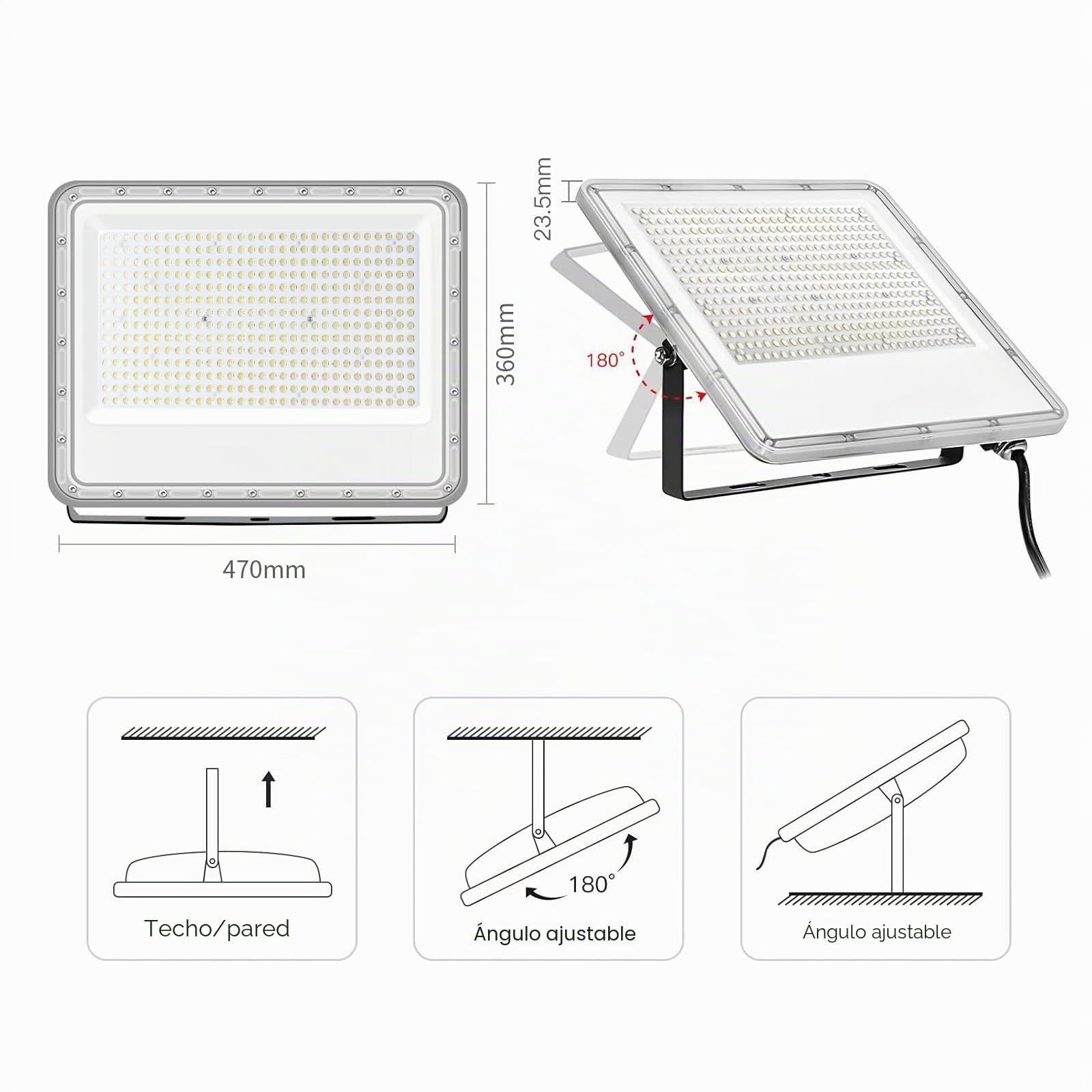 Foco LED Exterior 400W, 40000LM Super Brillante 6500K Proyector Exterior, 540 LEDs Luz de Seguridad IP65 Impermeable para Patio, Trabajo, Garaje, Pasillo, Jardín