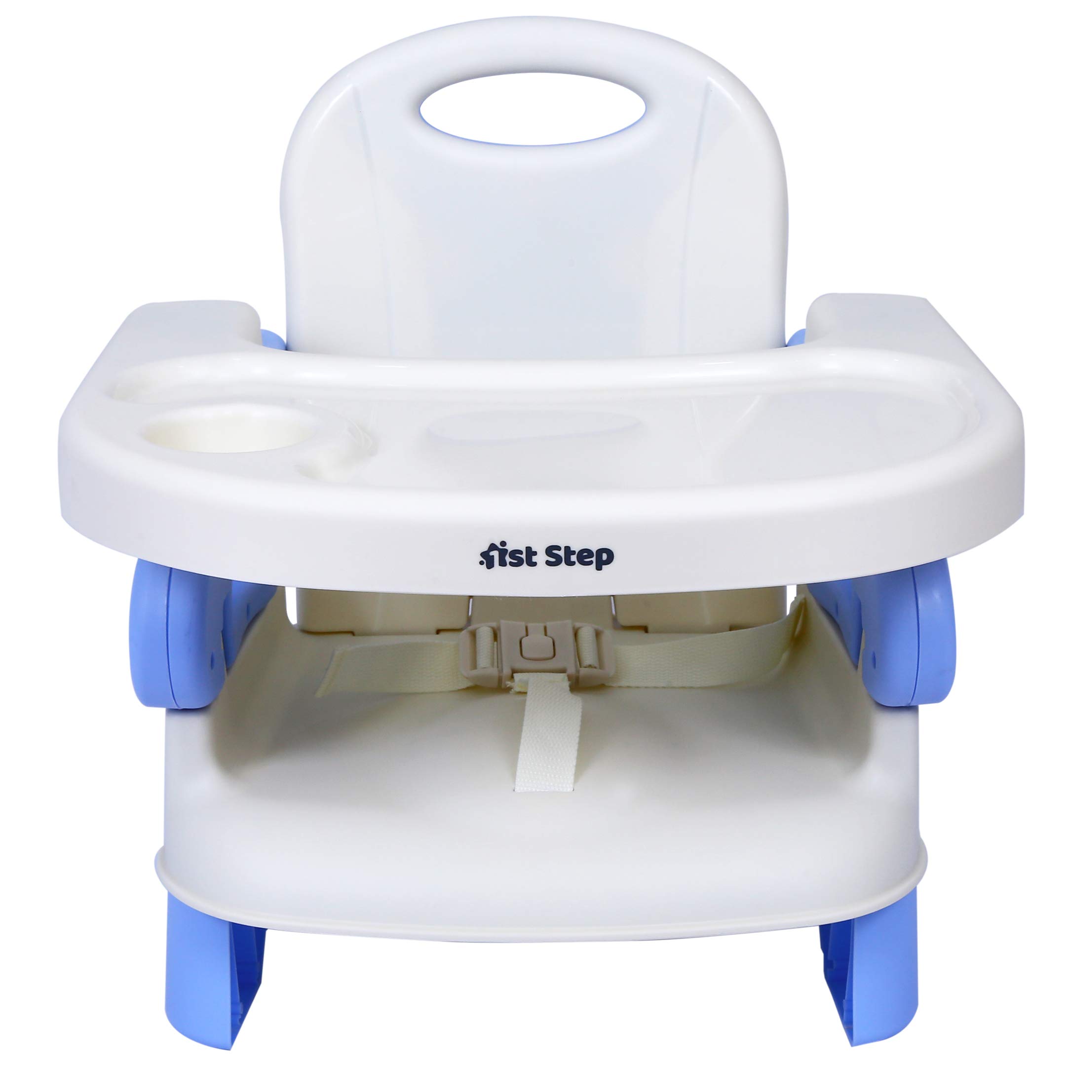 1st Step 2 in 1 Portable Booster Seat Cum Feeding Chair with 2 Level Height Adjustment and 5 Point Safety Harness (Blue) 4