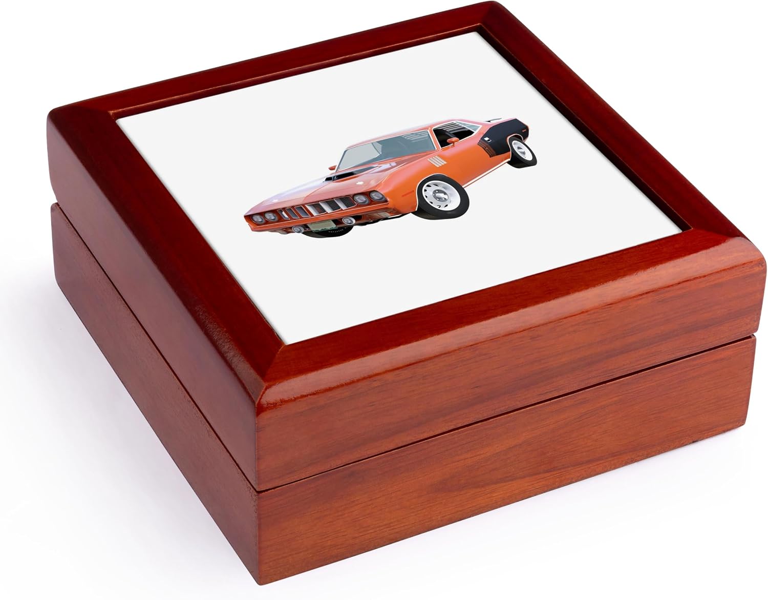 3dRose 1971 Muscle Car Orange Jewelry Box 7 x 7 inch with 4 inch tile