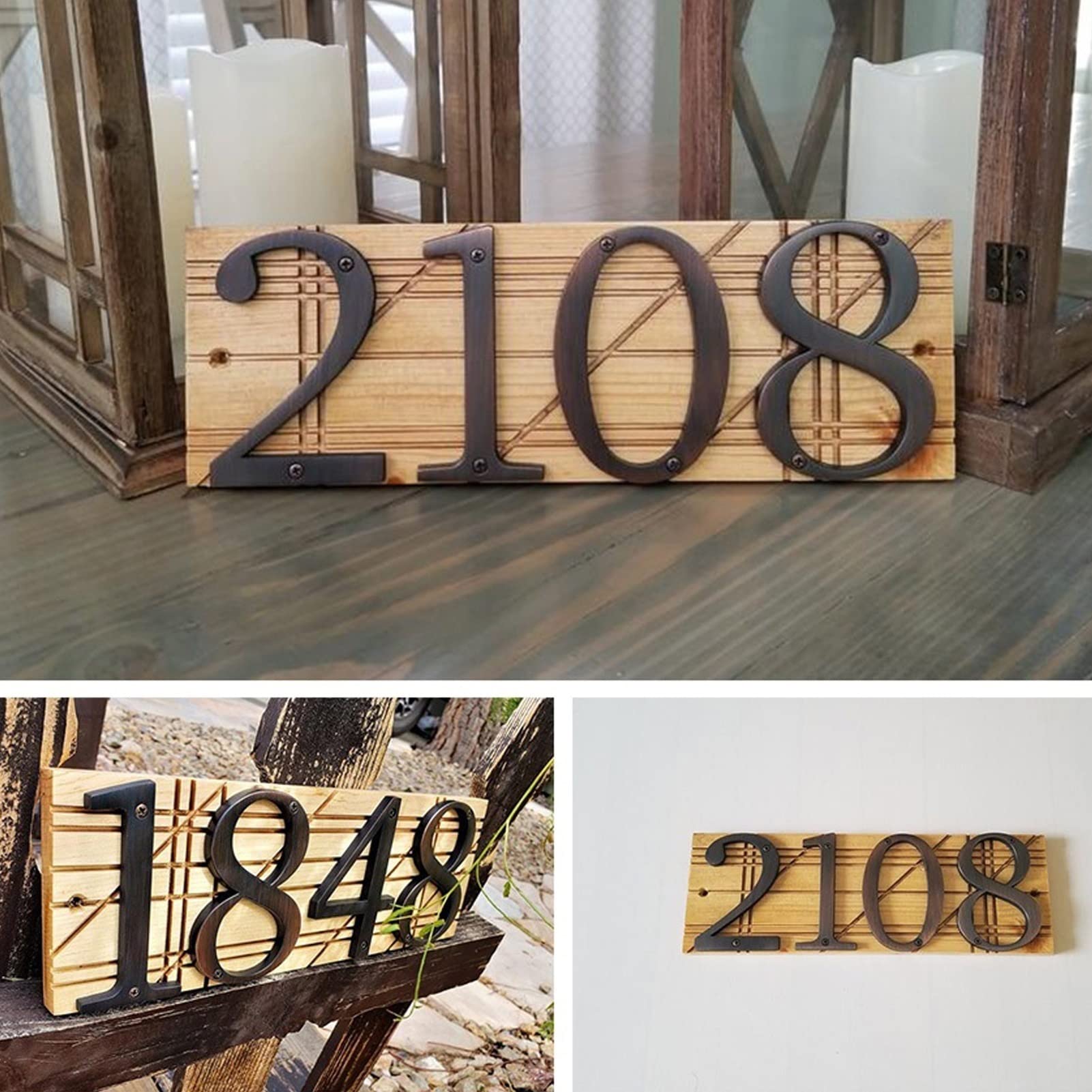 Numero civico della decorazione del giardino parete caffè fai da te 10 cm 4 pollici in lega di zinco(0)