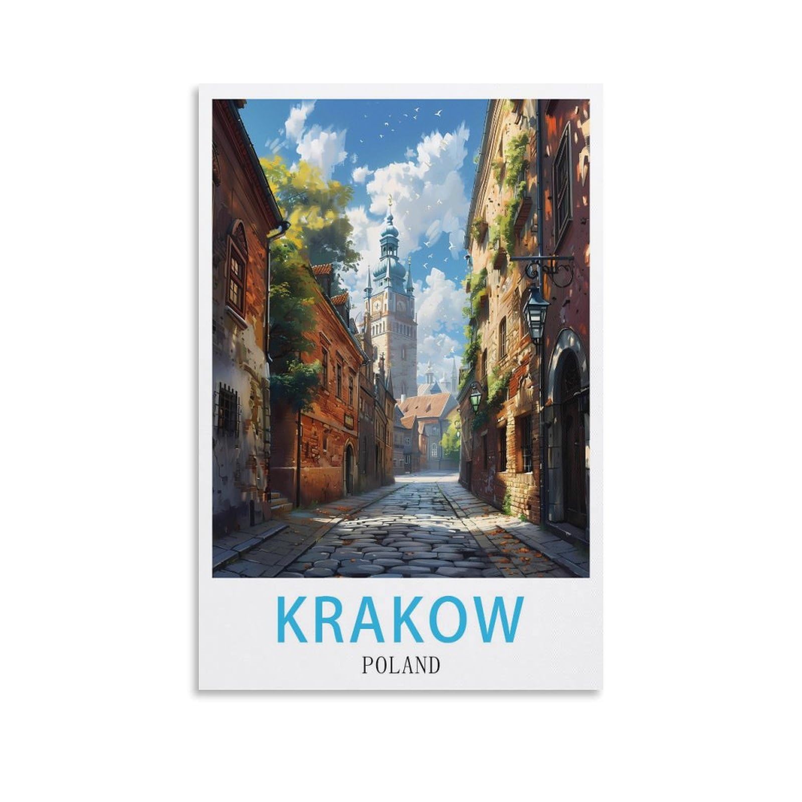 Lnuyitr Unframe-Style Krakow Poland Vintage Travel Poster 08X12inch(20X30cm) Canvas Art Posters And Wall Art Picture Prints Modern Home Bedroom Decor Posters