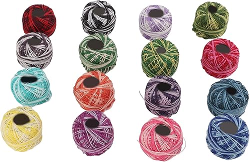 Bolas de hilo de ganchillo (16 bolas), hilo de ganchillo, bolas de perlas, hilo de encaje, hilo de ganchillo para ganchillo Hardanger punto de cruz,