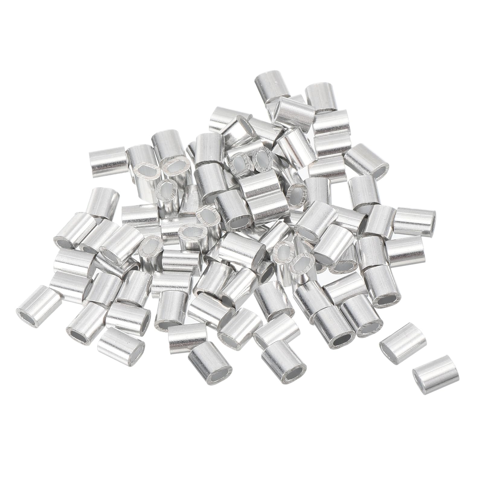 QUARKZMAN 5 mm aluminiowe zaciski tulejowe x 100 szt. pojedynczy otwór na 1 mm linka stalowa i linia kablowa [odcień srebrny]