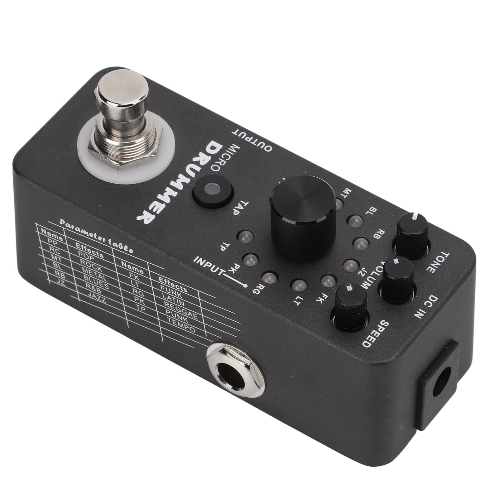 VGEBY 121 Drum Loops Pedale Drum Machine Monopezzo Effetto Chitarra Elettrica True Bypass per Chitarristi Metallo Nero