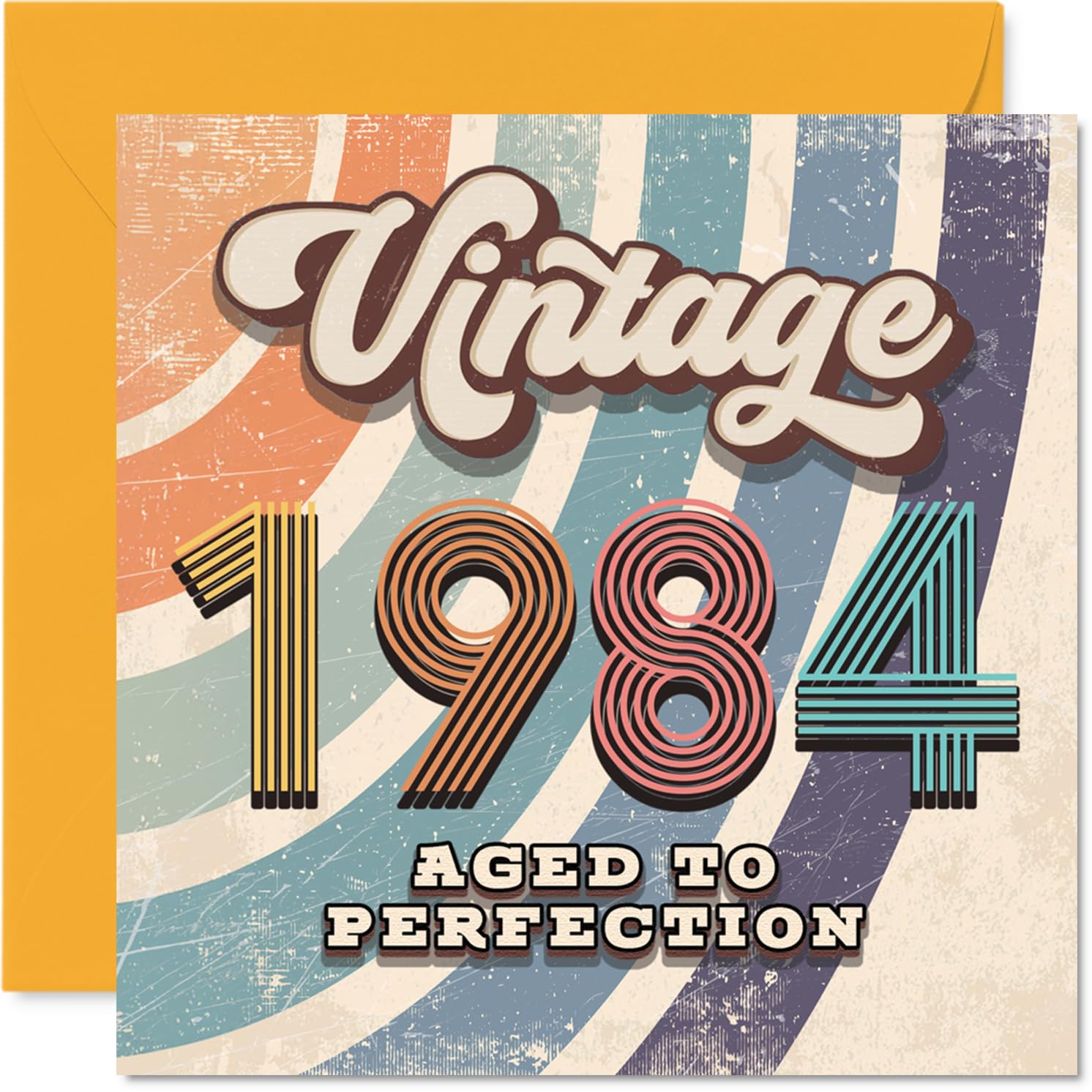42nd Birthday Card for Men Women - Vintage 1984 Aged To Perfection - Happy 42 Birthday Cards for Daughter Auntie Sister Son Colleague Neighbour, 145mm Bday Greeting Cards