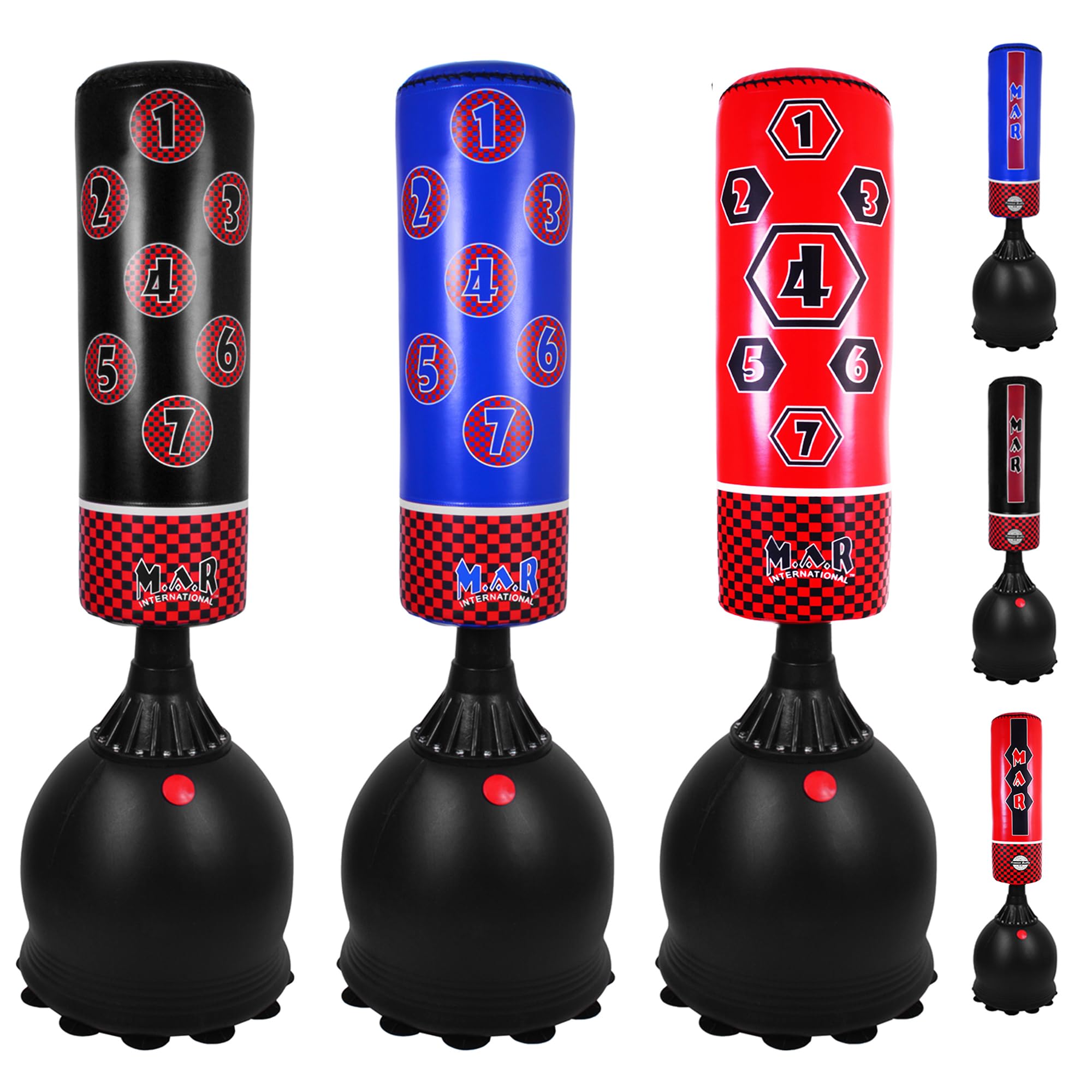 MAR | Free Standing Punch Bag (160cm) Height Boxing Punching Bag with Heavy Duty Pedestal Stand for Adults & Kids MMA, Muay Thai, Kickboxing, Karate & Fitness Gym Training -Portable Black