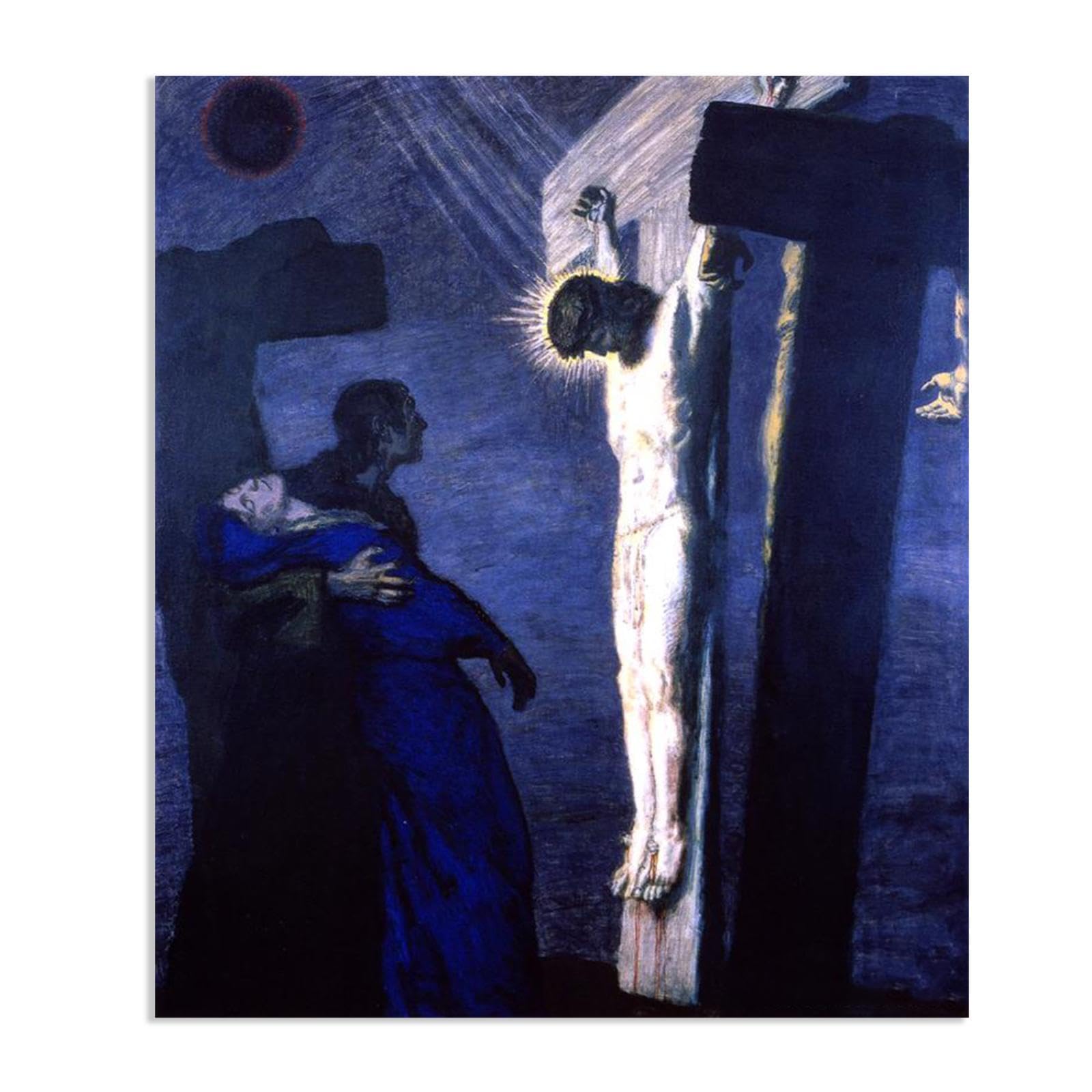 Hau3sh3a Unframed Franz Von Stuck Wall Art Print Crucifixion Franz Stuck Painting Reproduction Artwork Abstract Classic Wall Decor For Living Room Bathroom Office 90X70cm(36X28in) Frameless